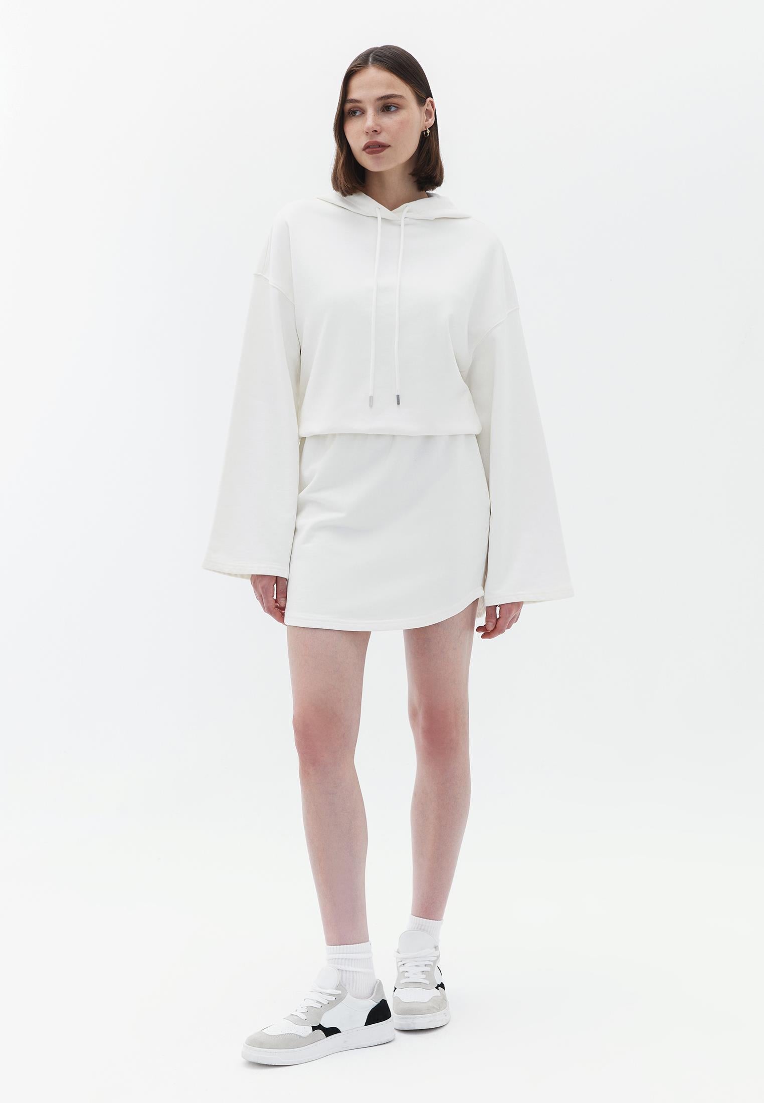 Short Hoodie Long Sleeve Dress - ICE MILK