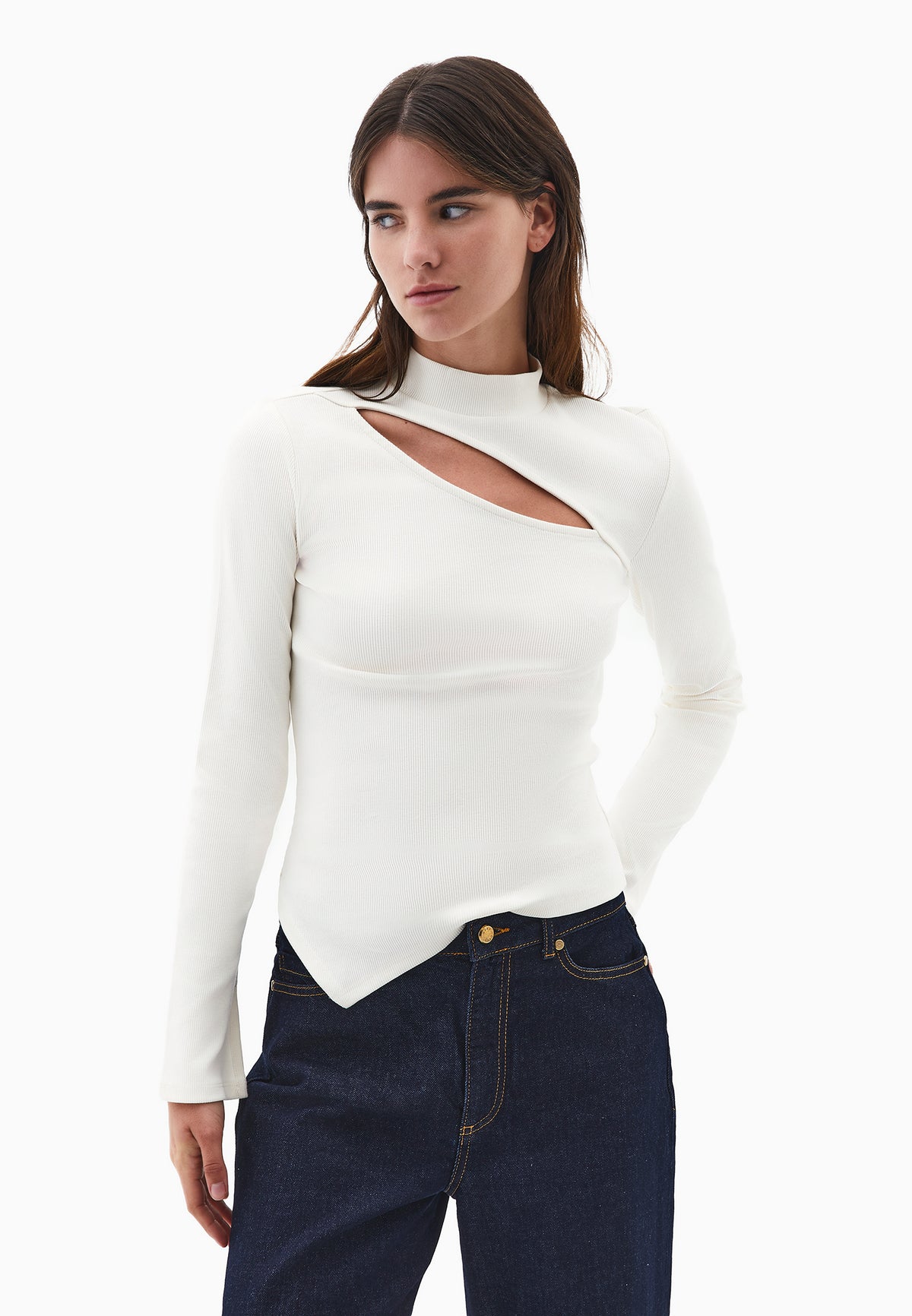 Long Sleeve T-Shirt With Cut Out Details - ICE MILK
