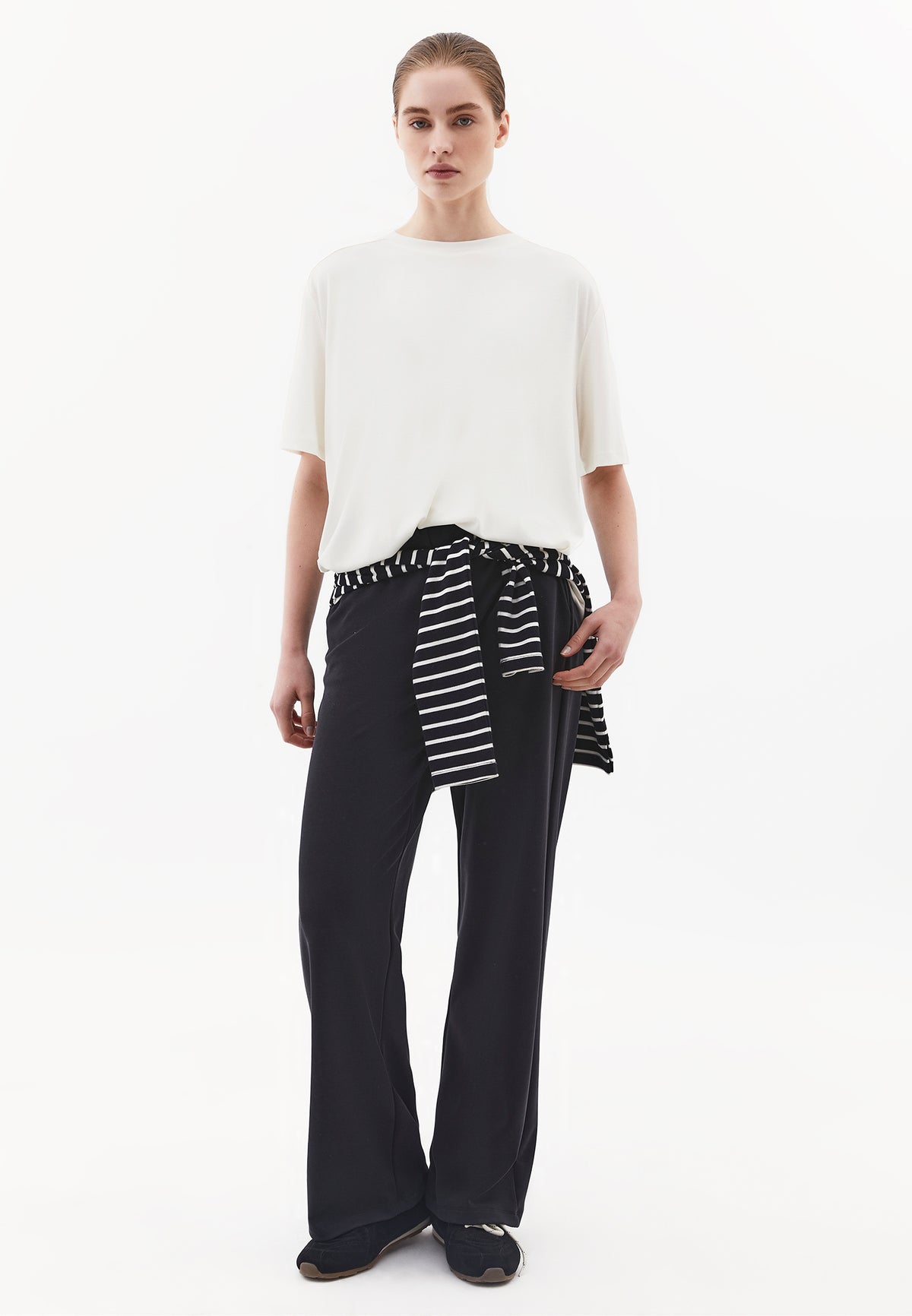 Crew Neck Oversize Tunic T-Shirt - ICE MILK