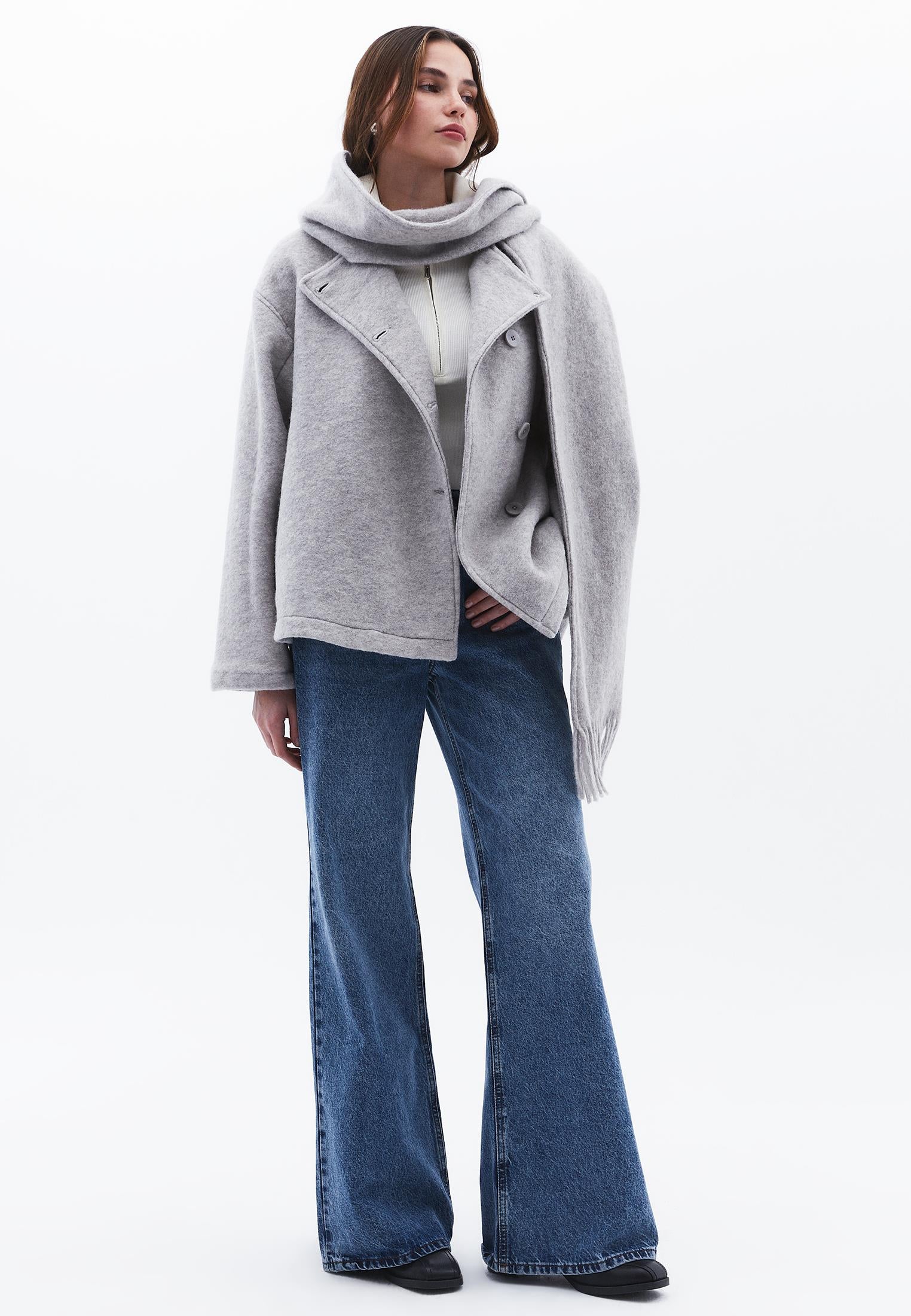 Polo Collar Long Sleeve T-Shirt With Zipper Detail - ICE MILK