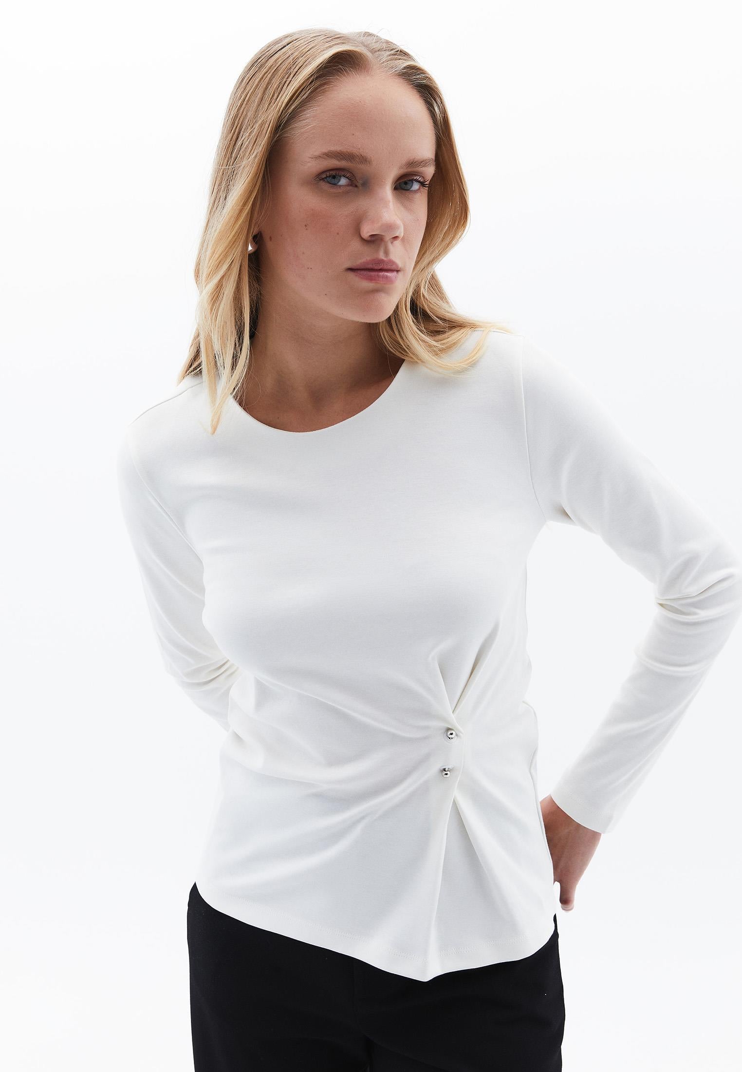 Crew Neck Long Sleeve Sweatshirt - ICE MILK