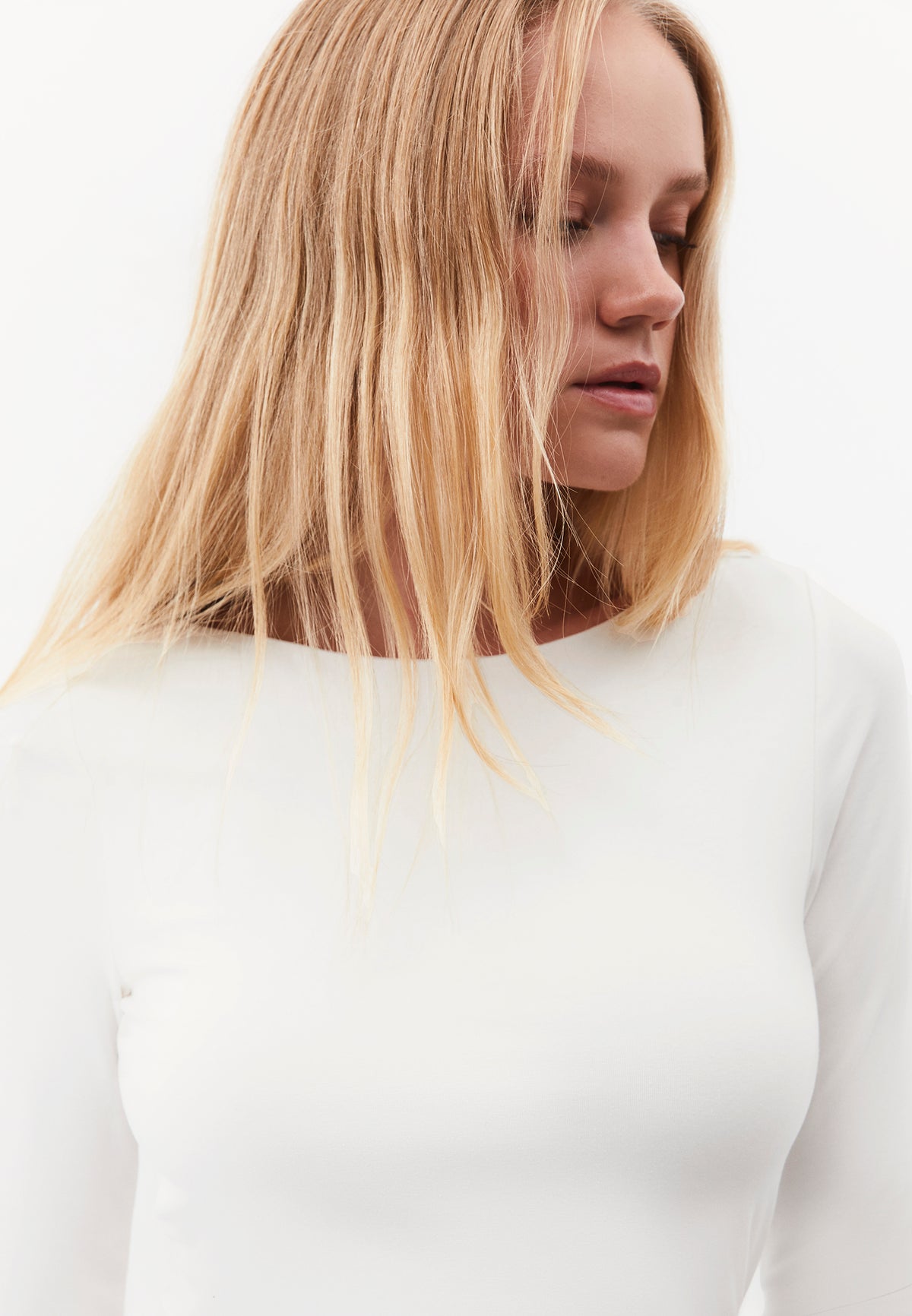 Long Sleeve T-Shirt with Collar Detail - ICE MILK