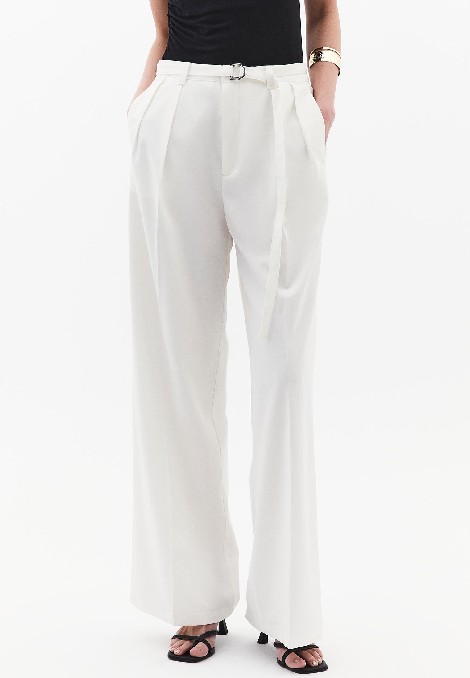 High Waist Wide Leg Pants - ICE MILK