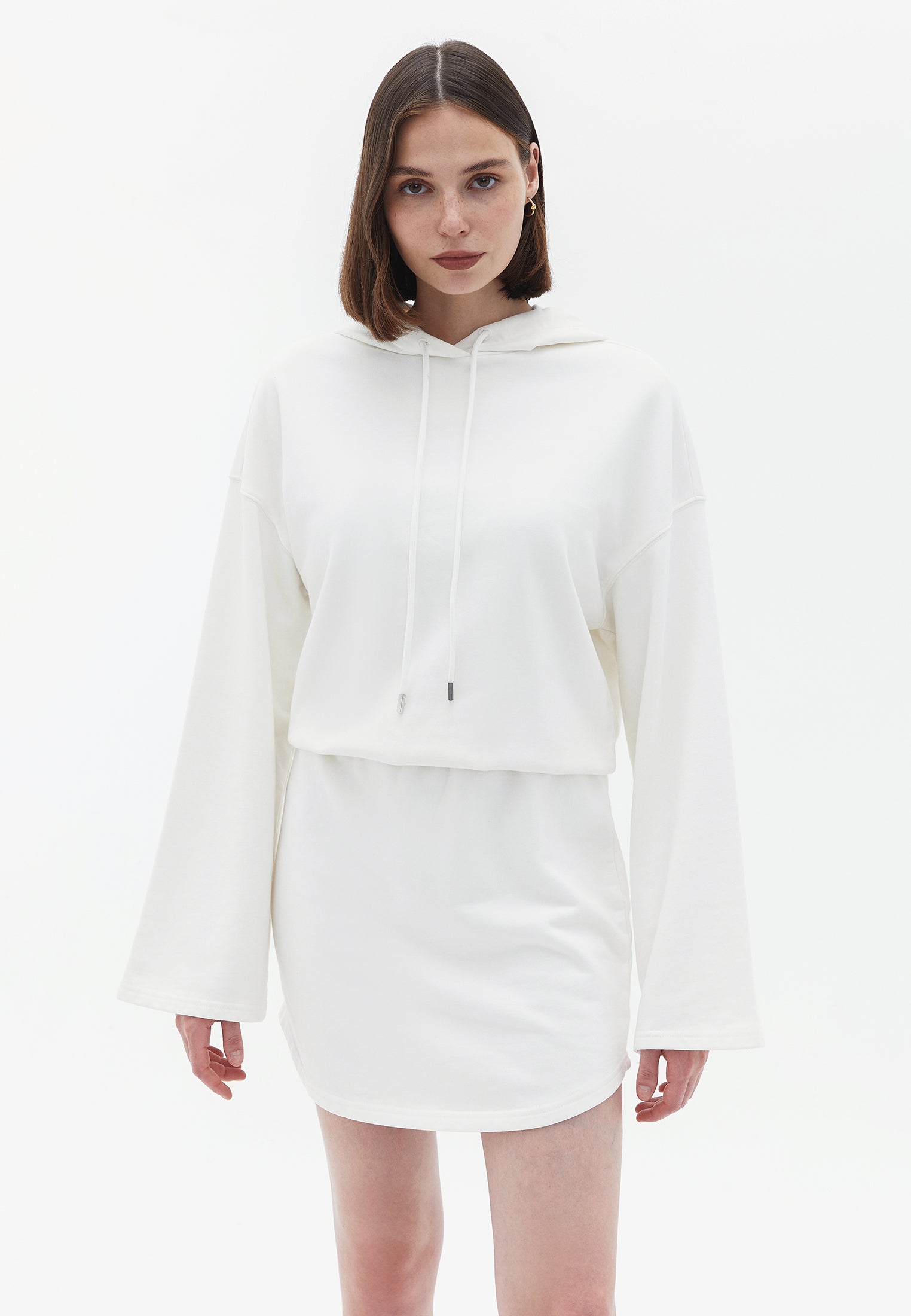 Short Hoodie Long Sleeve Dress - ICE MILK