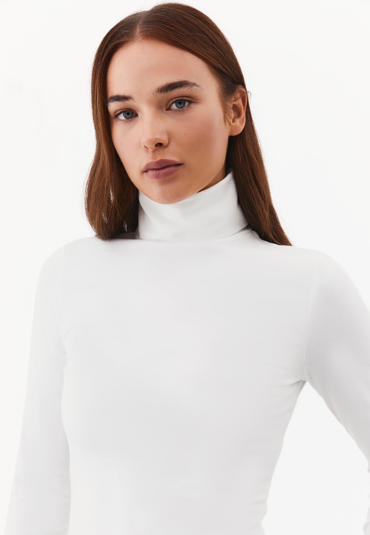 Turtleneck Long Sleeve Bodycon Top - ICE MILK