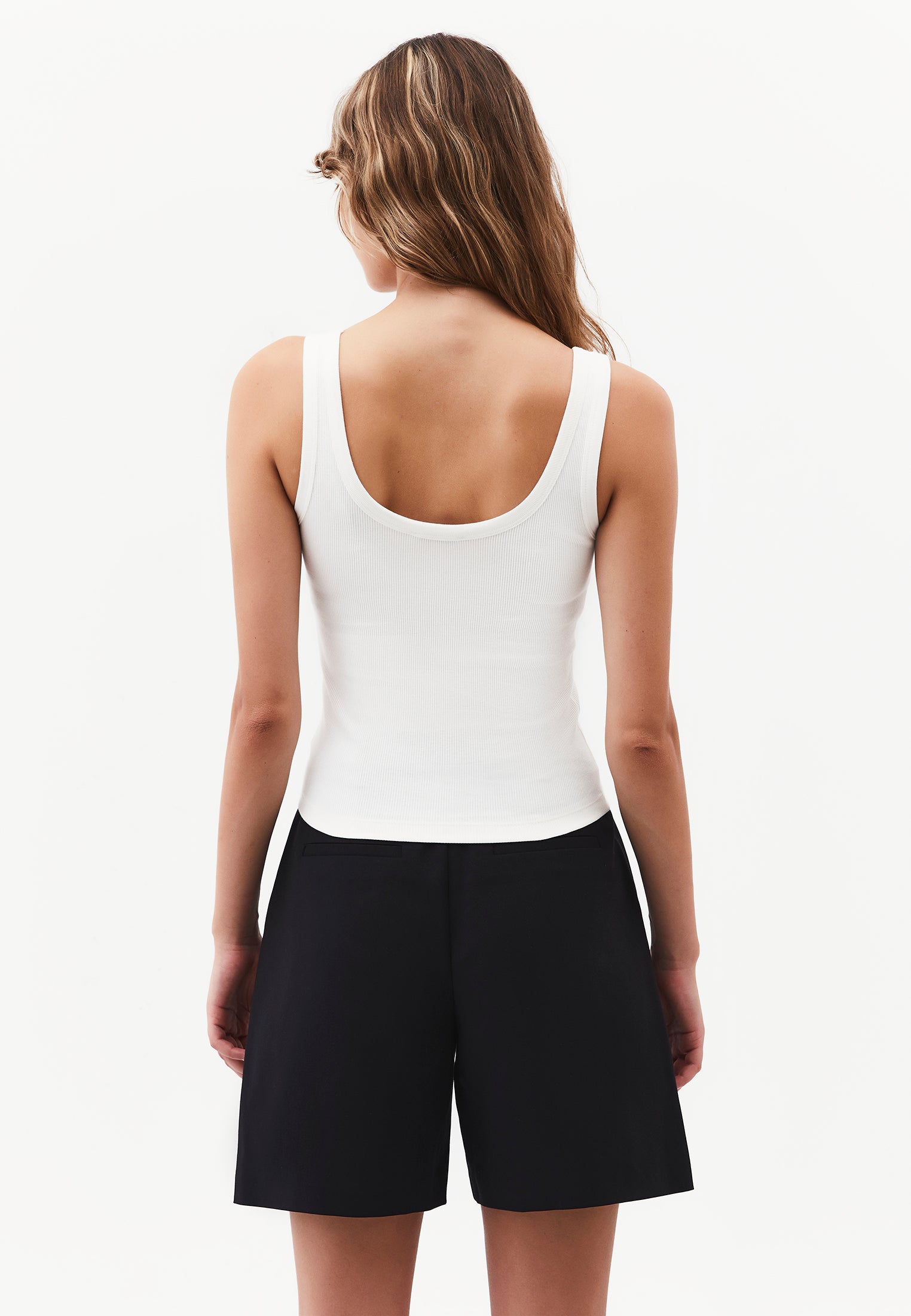 U Neck Bodycon Ribbed Tank Top - ICE MILK