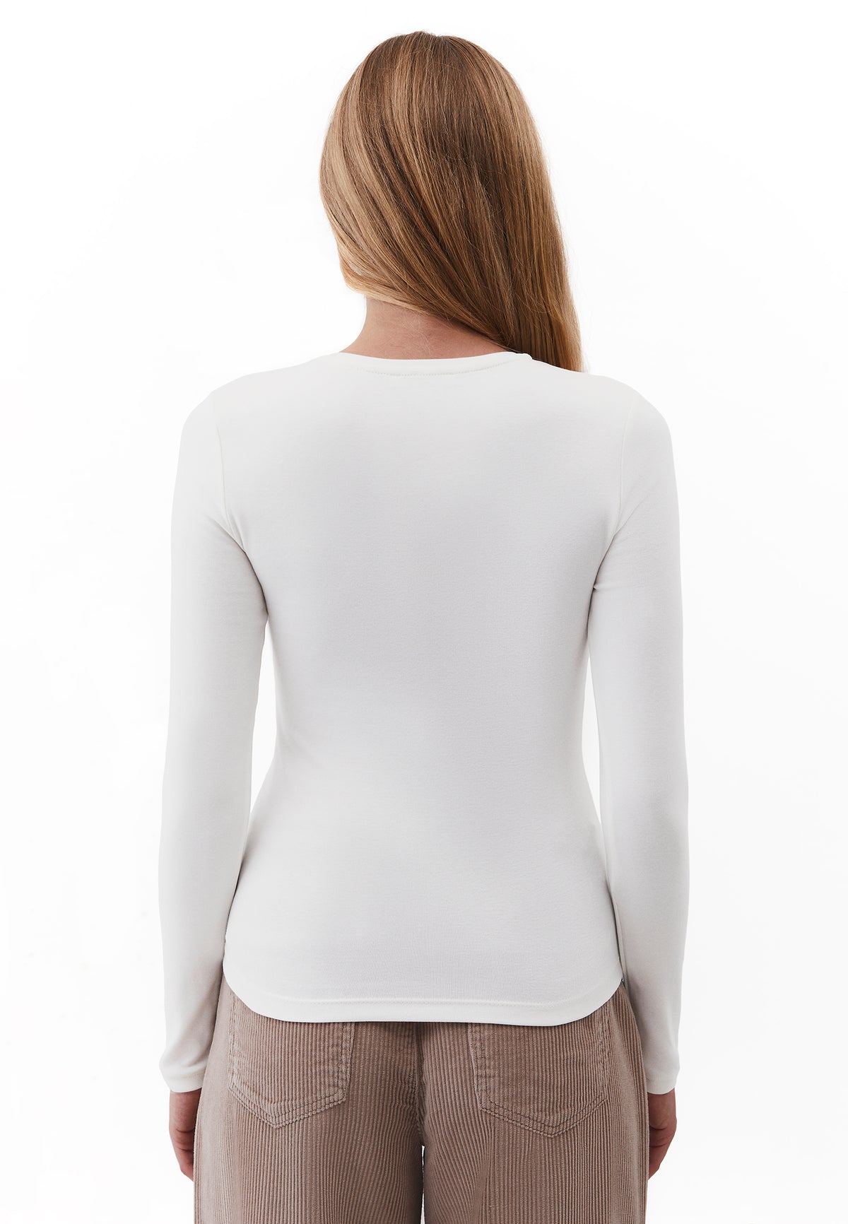 Crew Neck Long Sleeve T-Shirt - ICE MILK