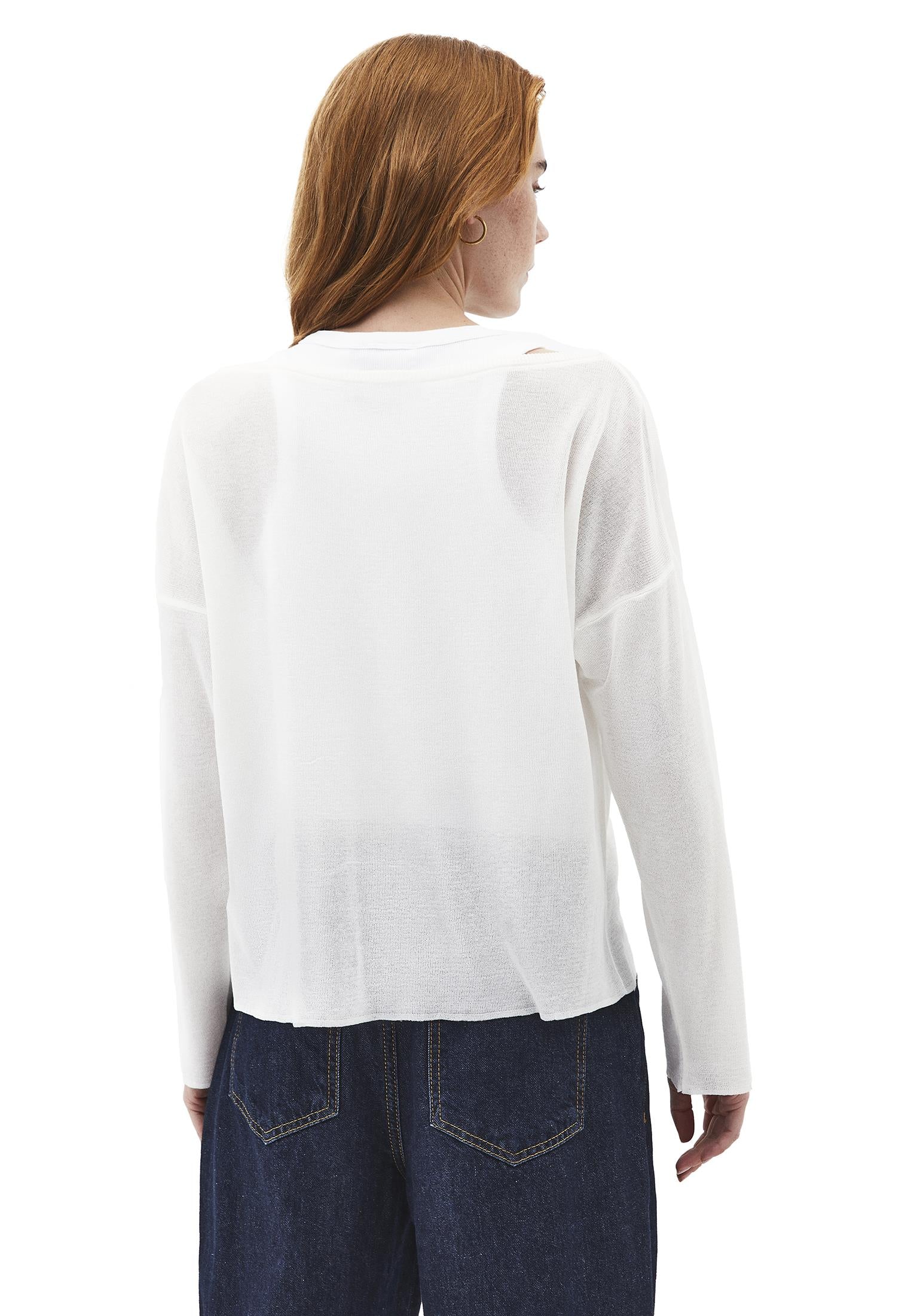 Boat Neck Long Sleeve Sweater - ICE MILK