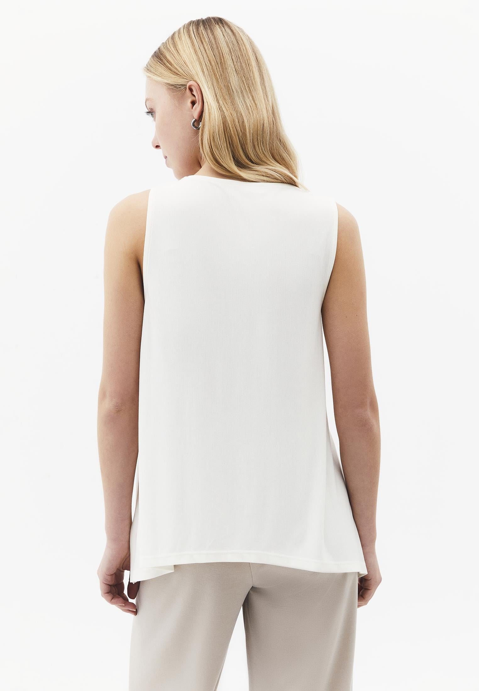 Crew Neck Loose Fit Tank Top - ICE MILK