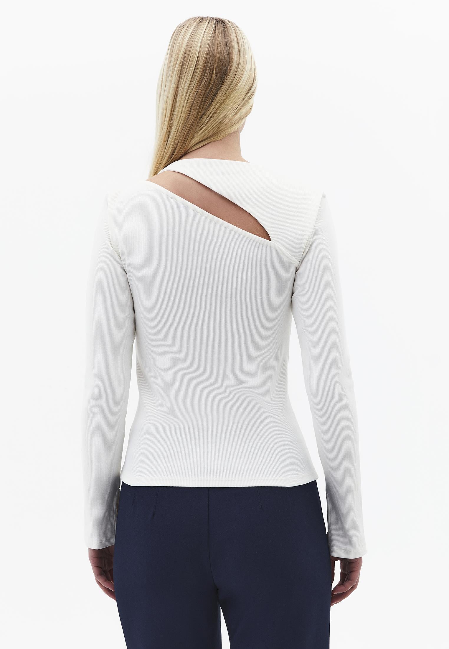 Asymmetric Cutout Long Sleeve Bodycon T-Shirt - ICE MILK