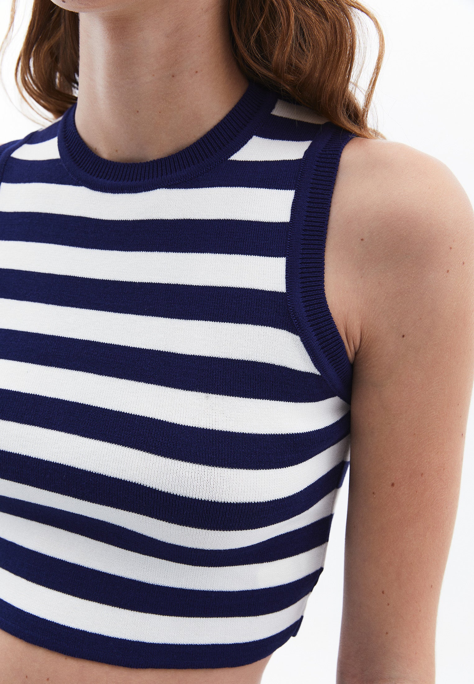 Sleeveless Crew Neck Crop Top - OCEAN CAVERN/ICE MILK