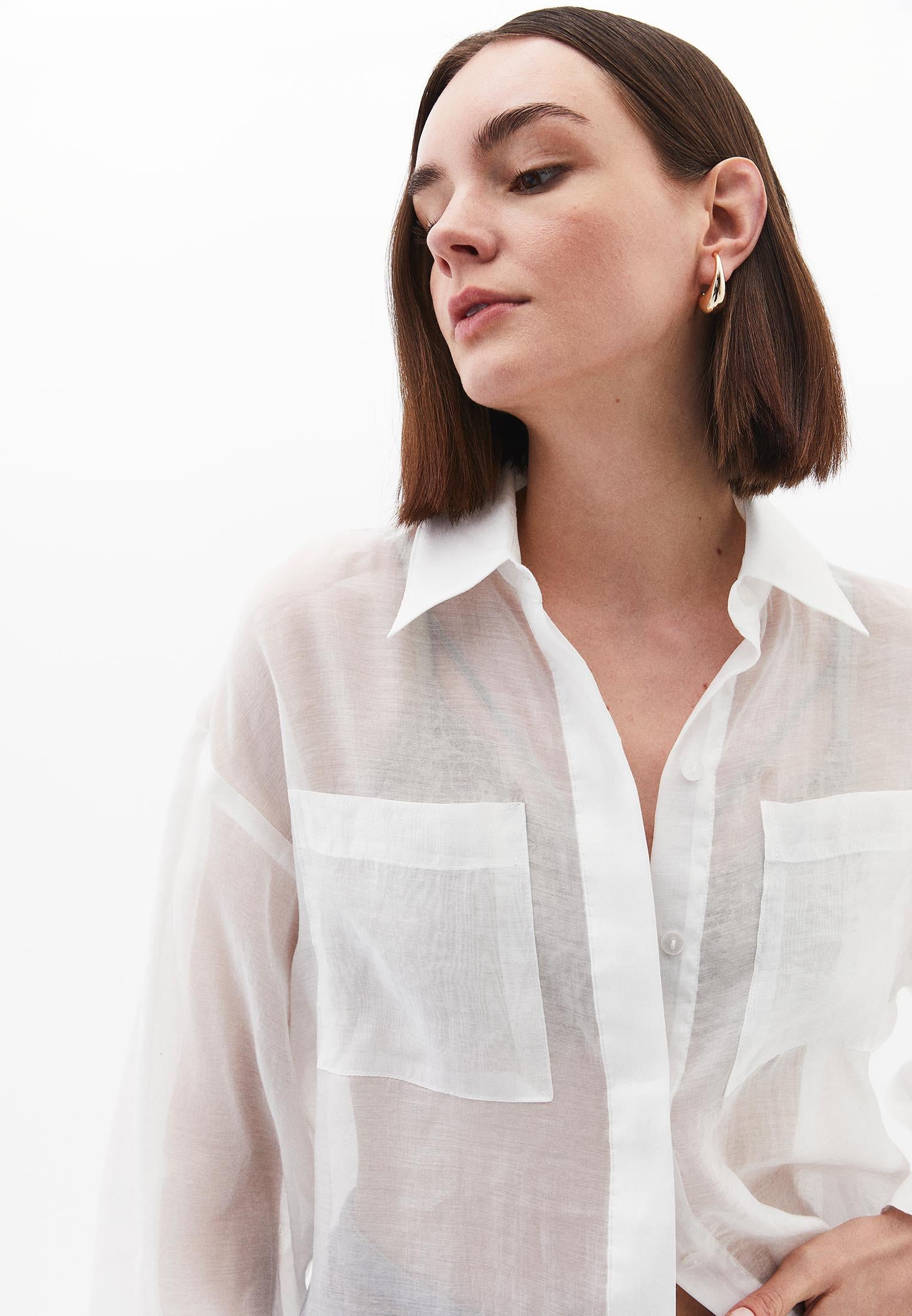 Loose Fit Long Sleeve Buttoned Shirt - ICE MILK