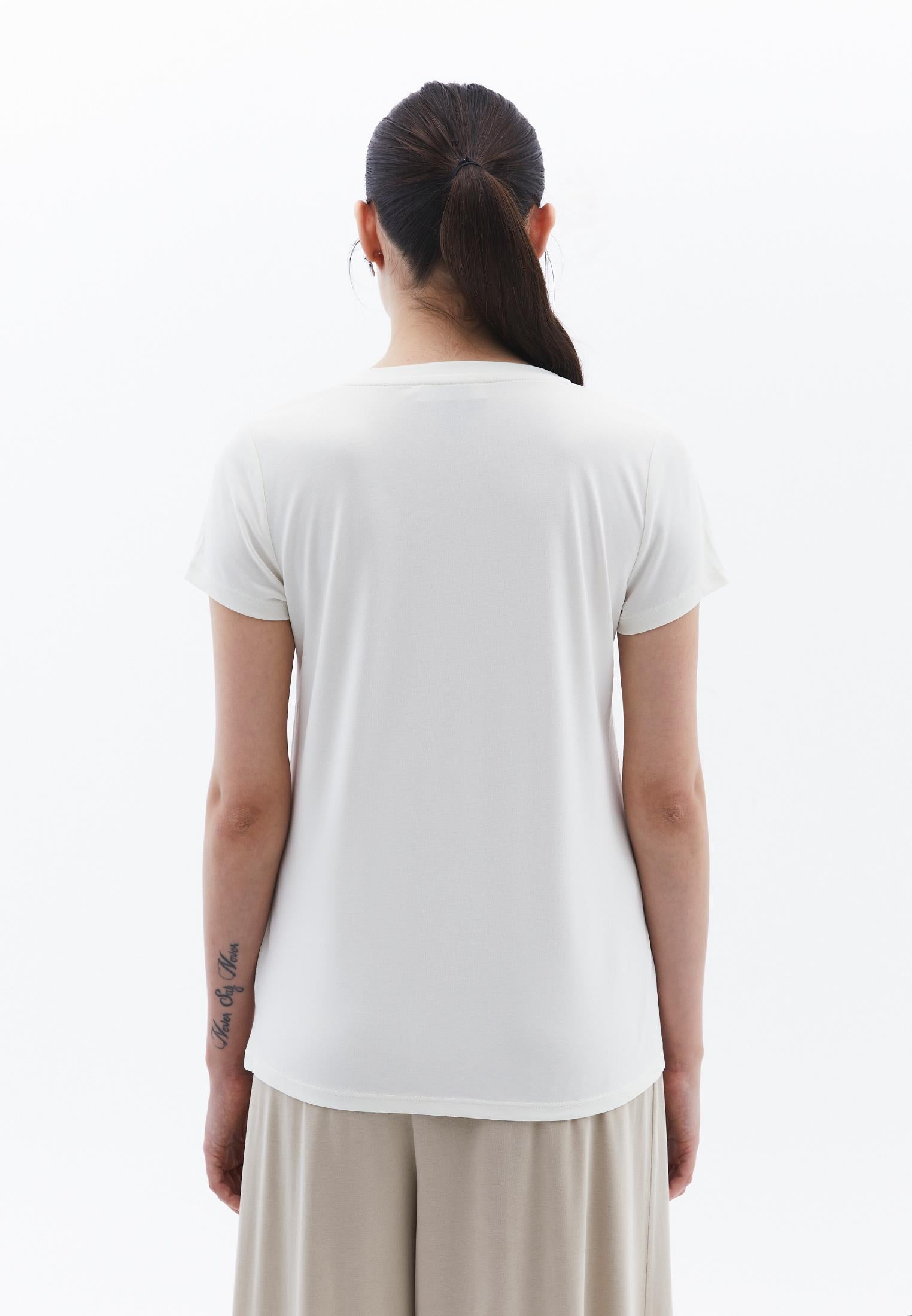 V Neck Loose Fit T-Shirt - ICE MILK