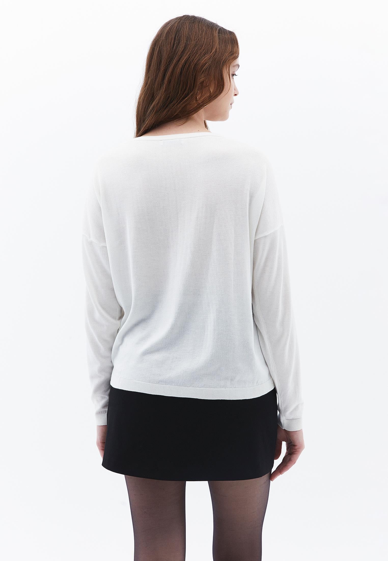 Knitted Boat Neck Sweater - ICE MILK