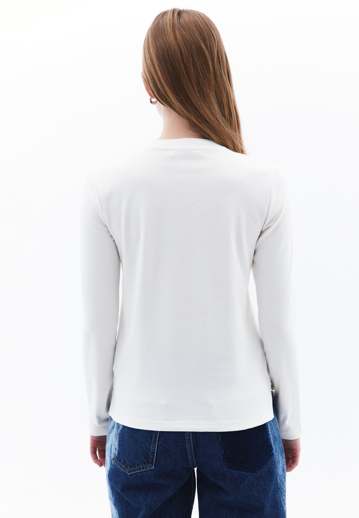 Crew Neck Long Sleeve Sweatshirt - ICE MILK