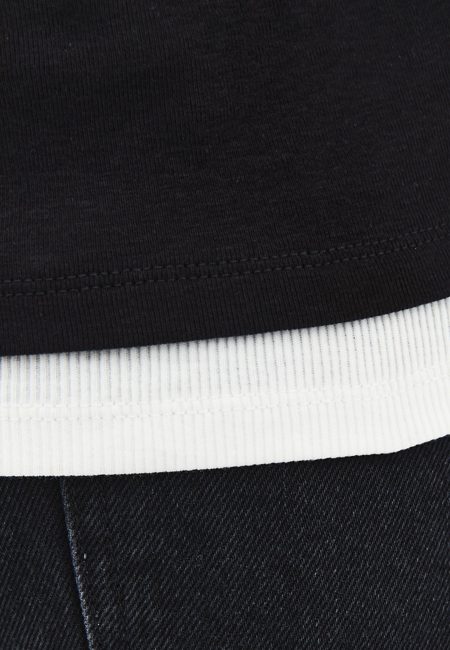 V Neck Long Sleeve T-Shirt - BLACK/ICE MILK