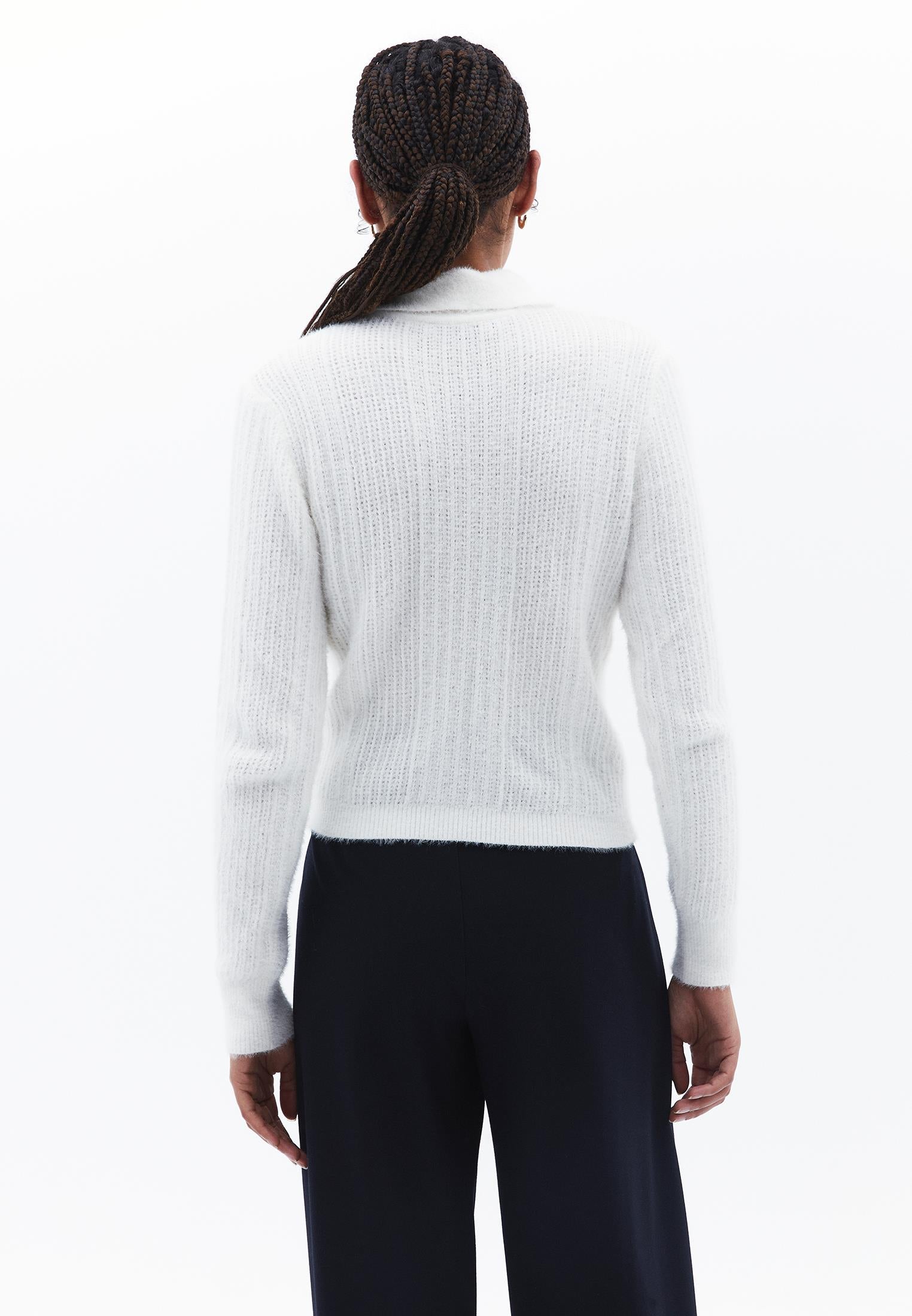 Sweater With Polo Collar And Knit Details - ICE MILK