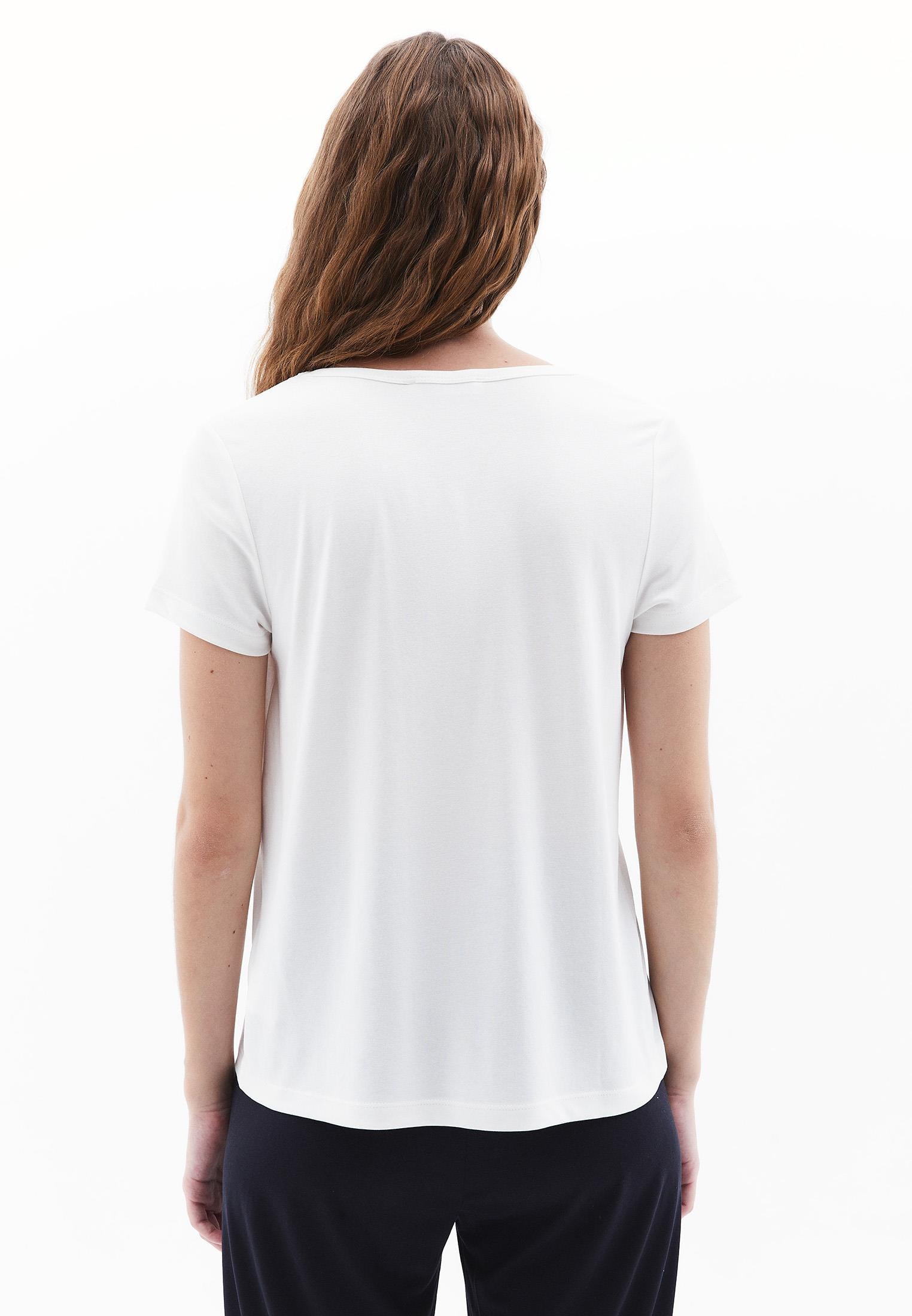 V Neck Loose Fit T-Shirt - ICE MILK