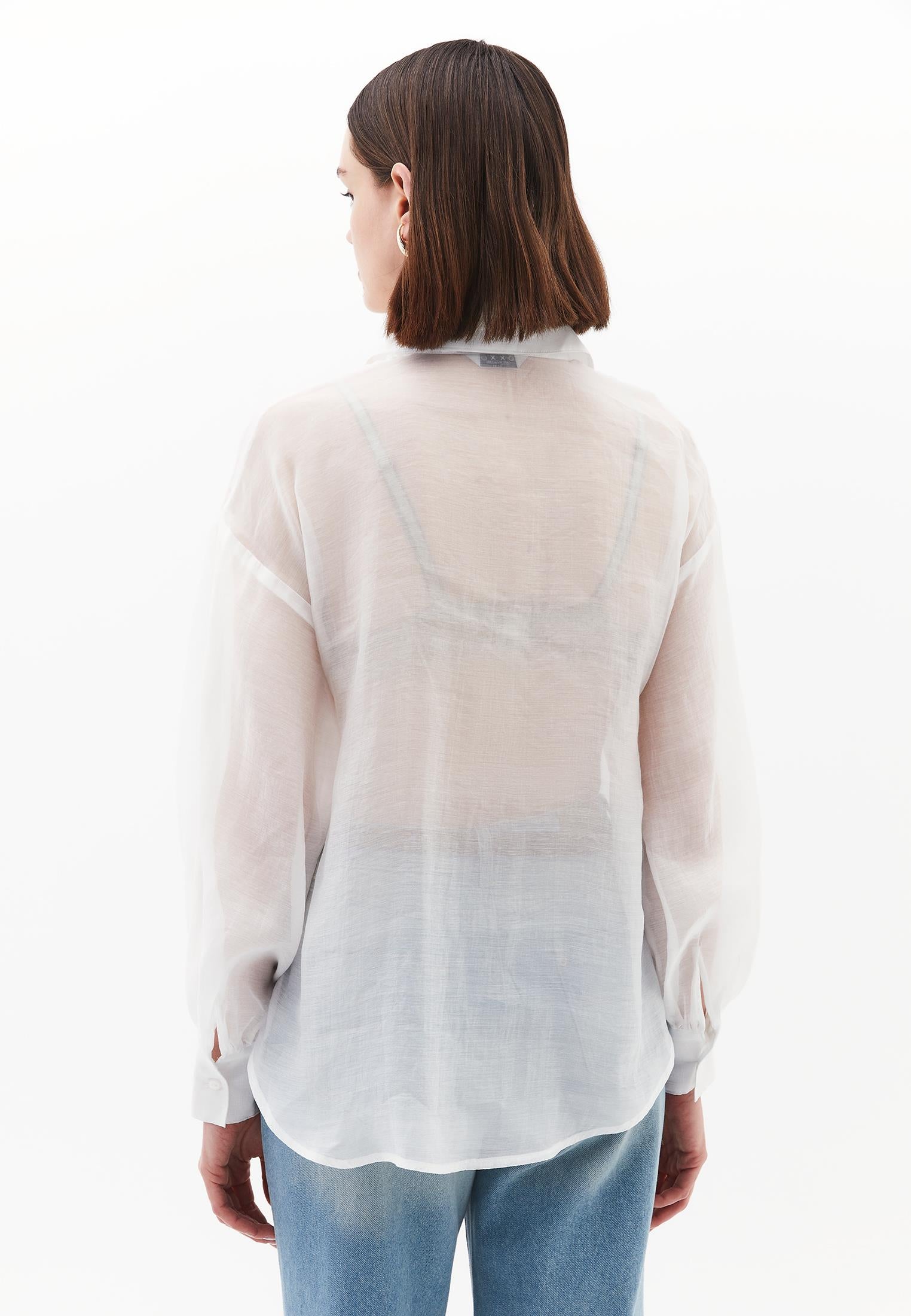 Loose Fit Long Sleeve Buttoned Shirt - ICE MILK