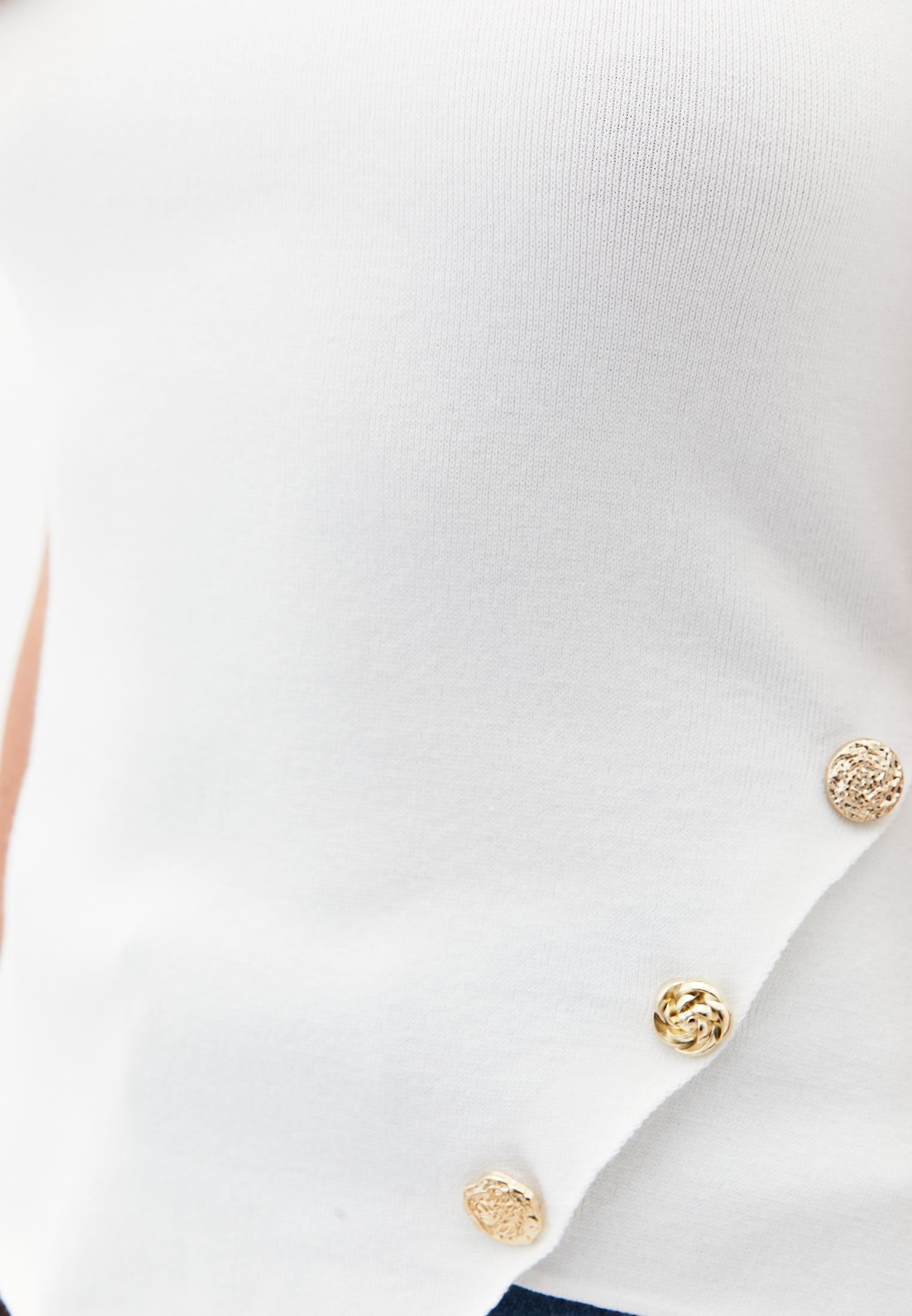 Sleeveless Tank Top With Button Details And Crew Neck - ICE MILK