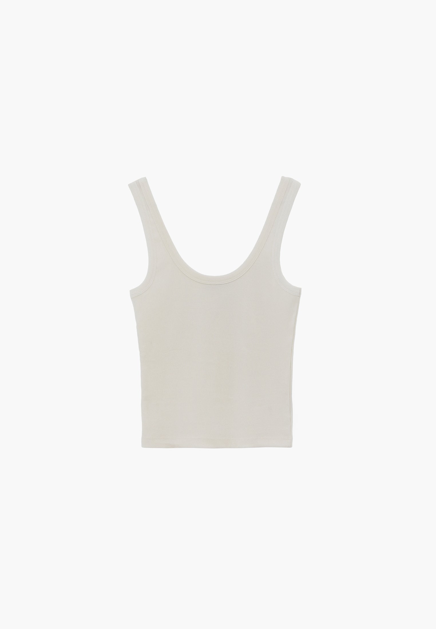 U Neck Bodycon Ribbed Tank Top - ICE MILK