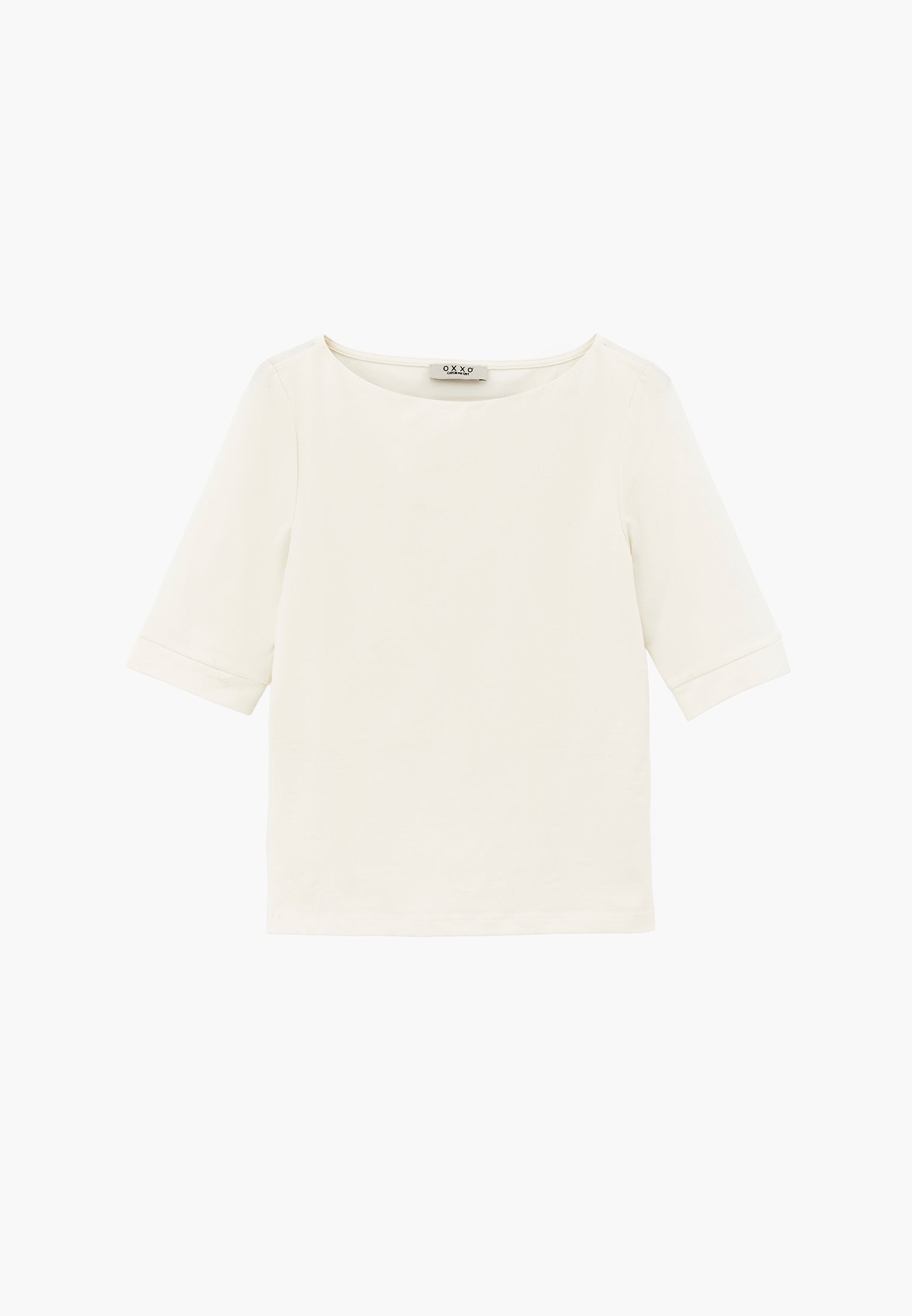 Boat Neck Half Sleeve Bodycon T-Shirt - ICE MILK