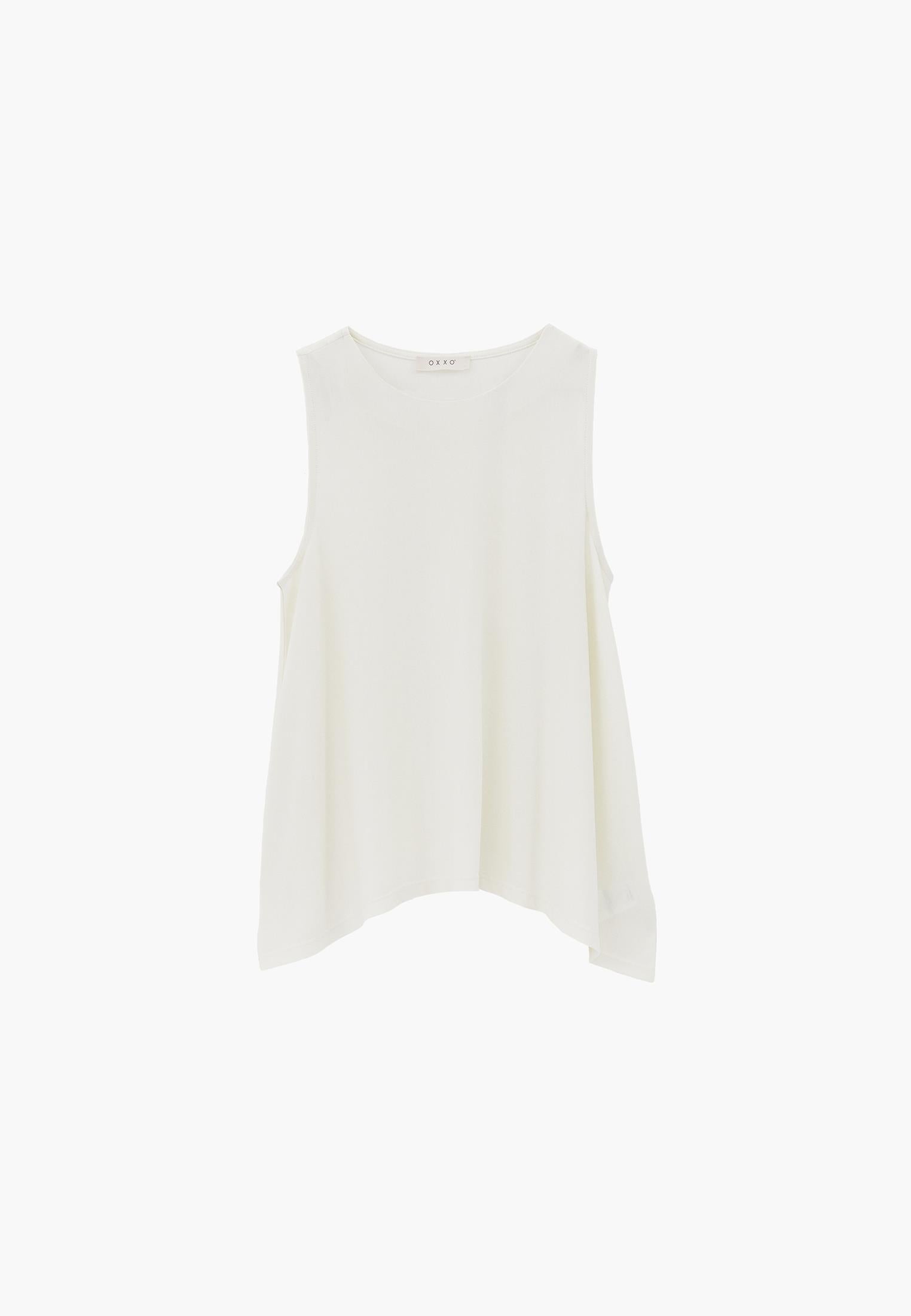 Crew Neck Loose Fit Tank Top - ICE MILK