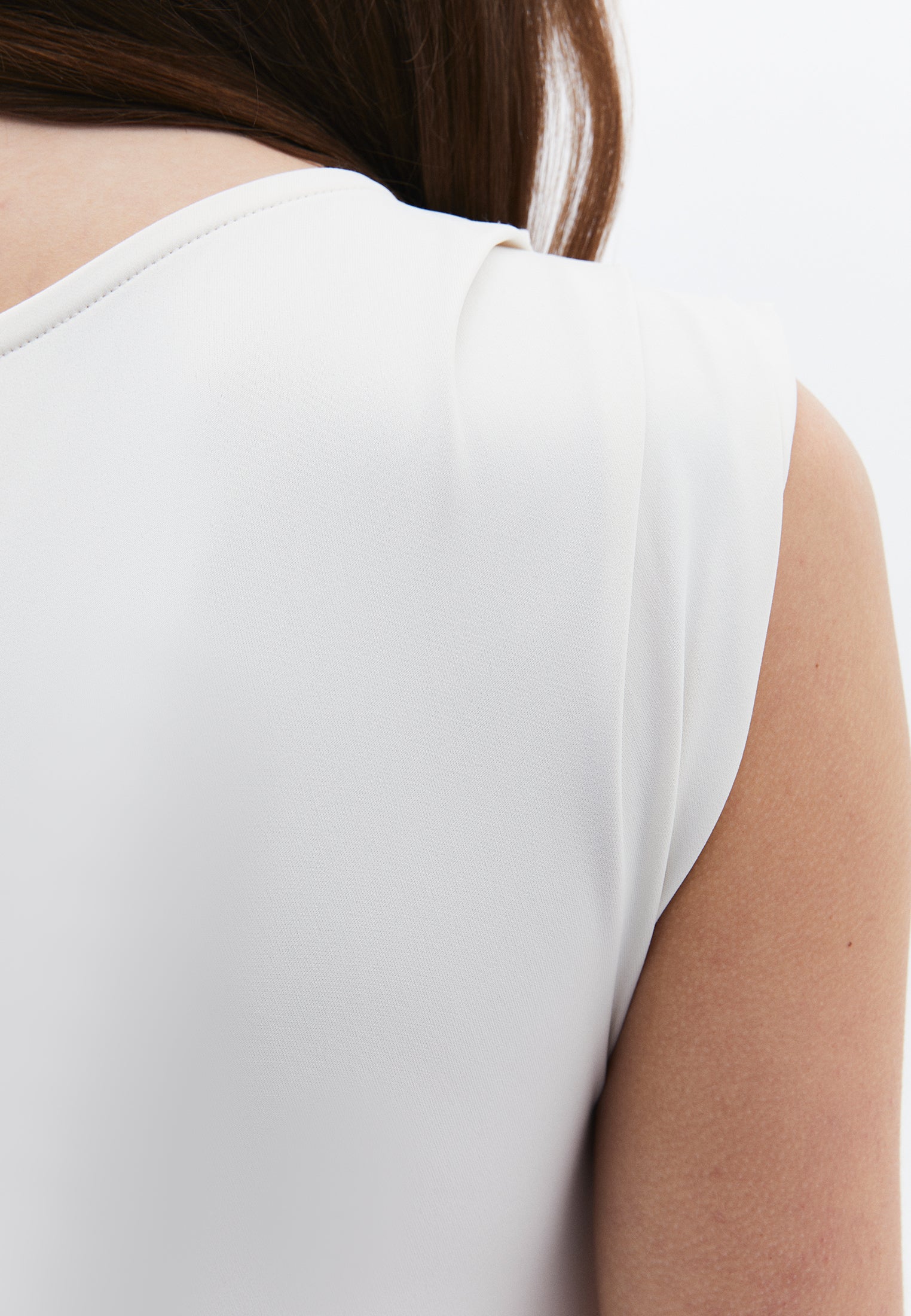 Boat Neck Sleeveless Standard Blouse - ICE MILK