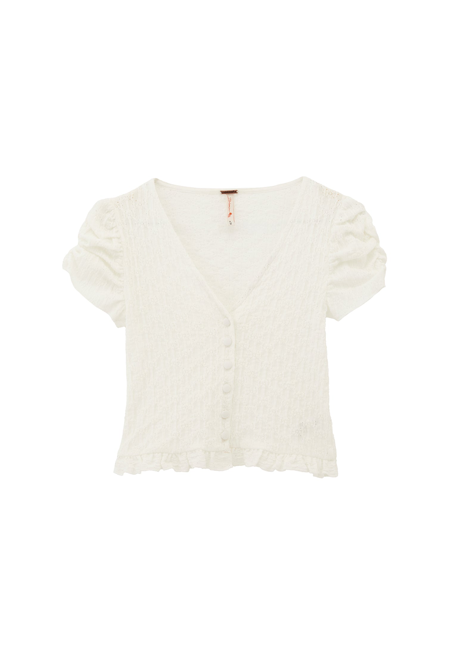 V Neck Short Sleeve Blouse - ICE MILK