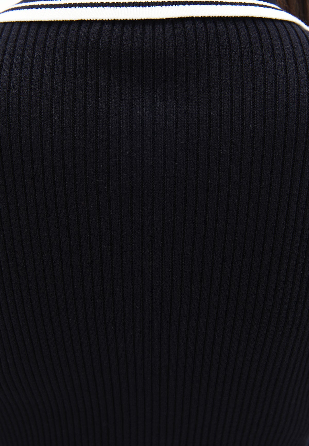 Polo Collar Raglan Sleeve Sweater - BLACK/ICE MILK