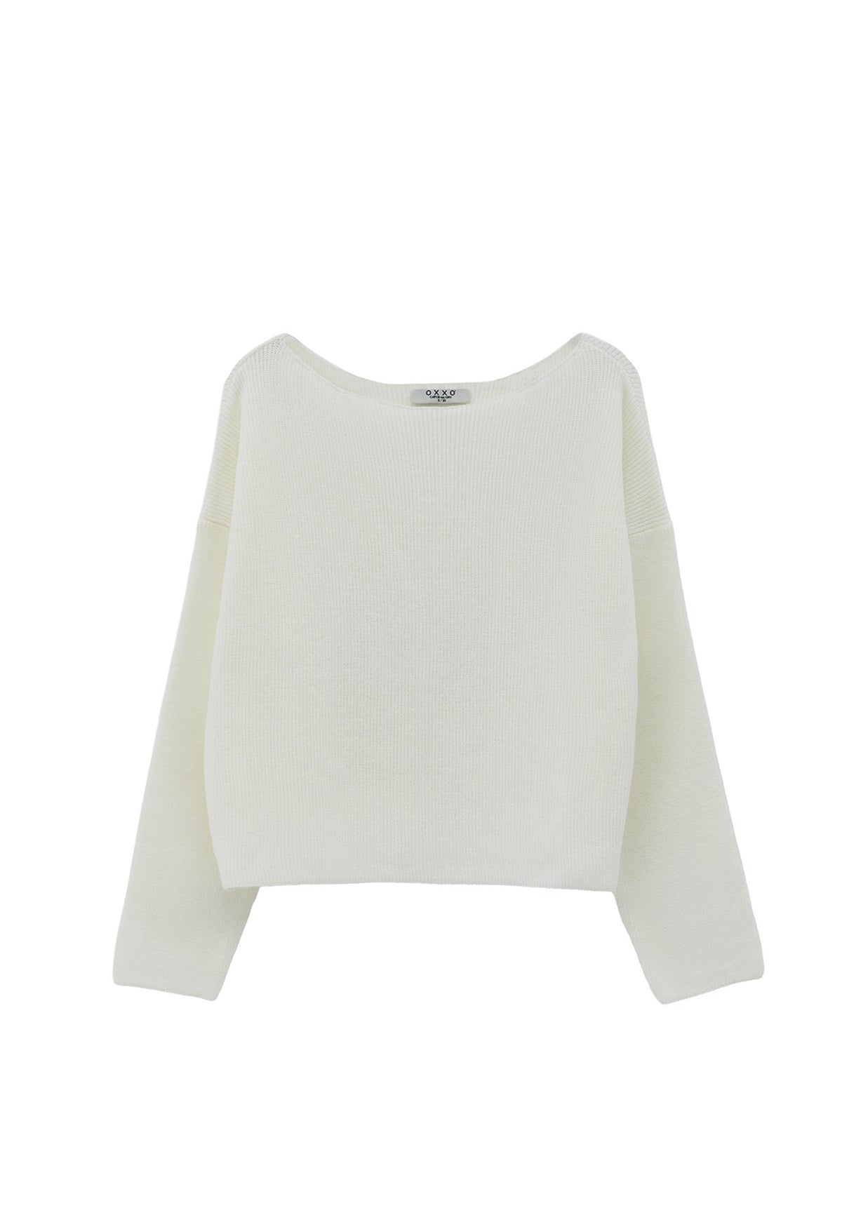 Boat Neck Polyamide Sweater - ICE MILK