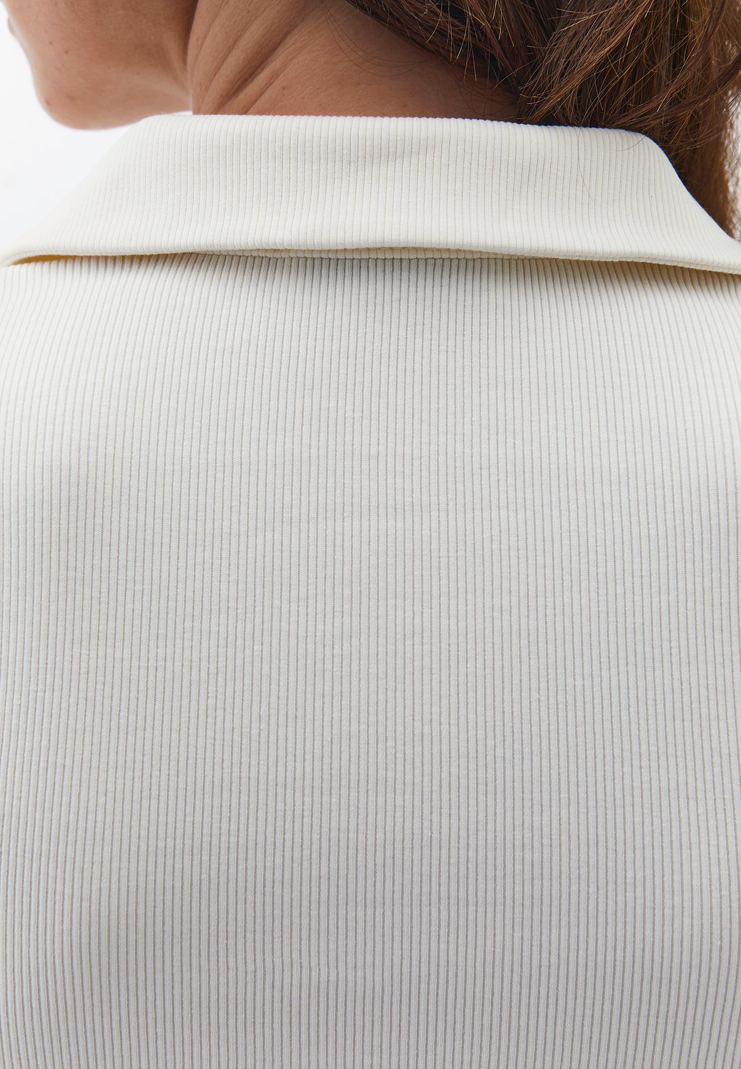 Polo Collar Long Sleeve Bodycon T-Shirt - ICE MILK