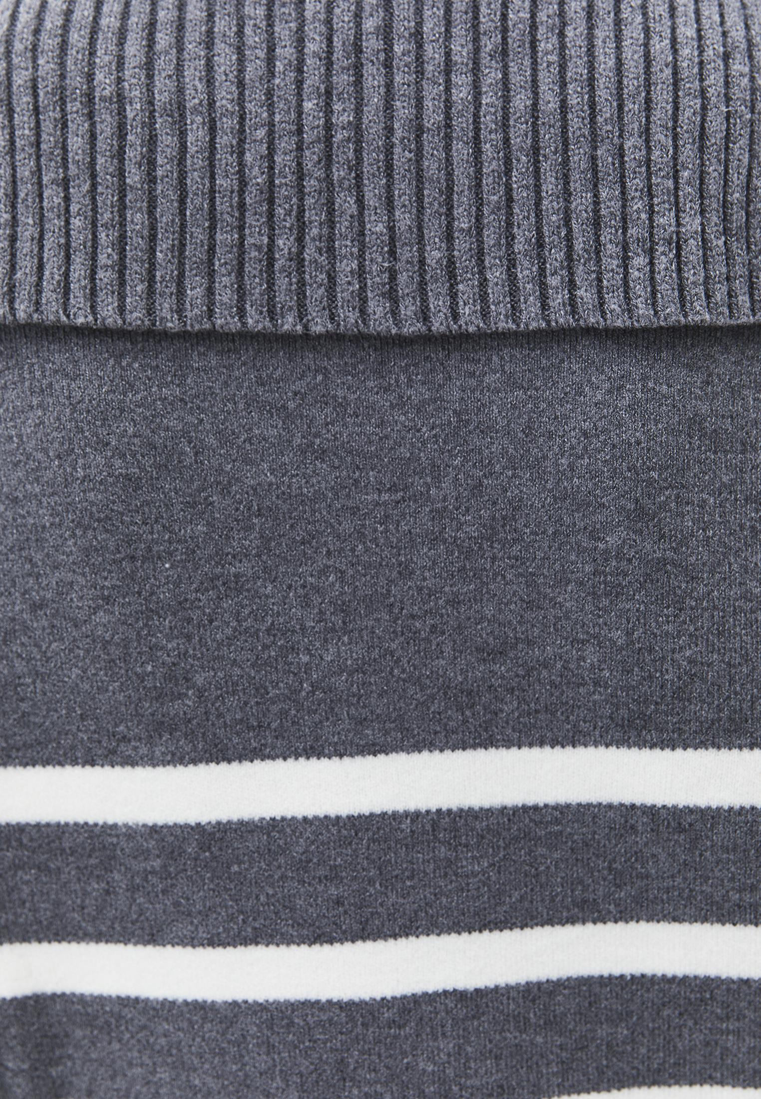 Striped Polo Collar Knit Sweater - BRUSHED NICKEL/ICE MILK