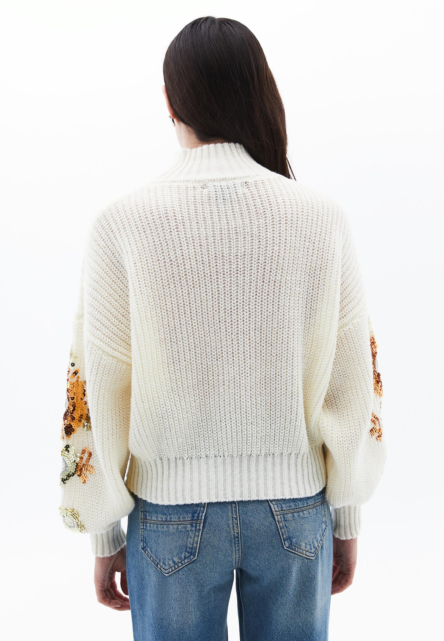 High Neck Sequin Sweater - ICE MILK
