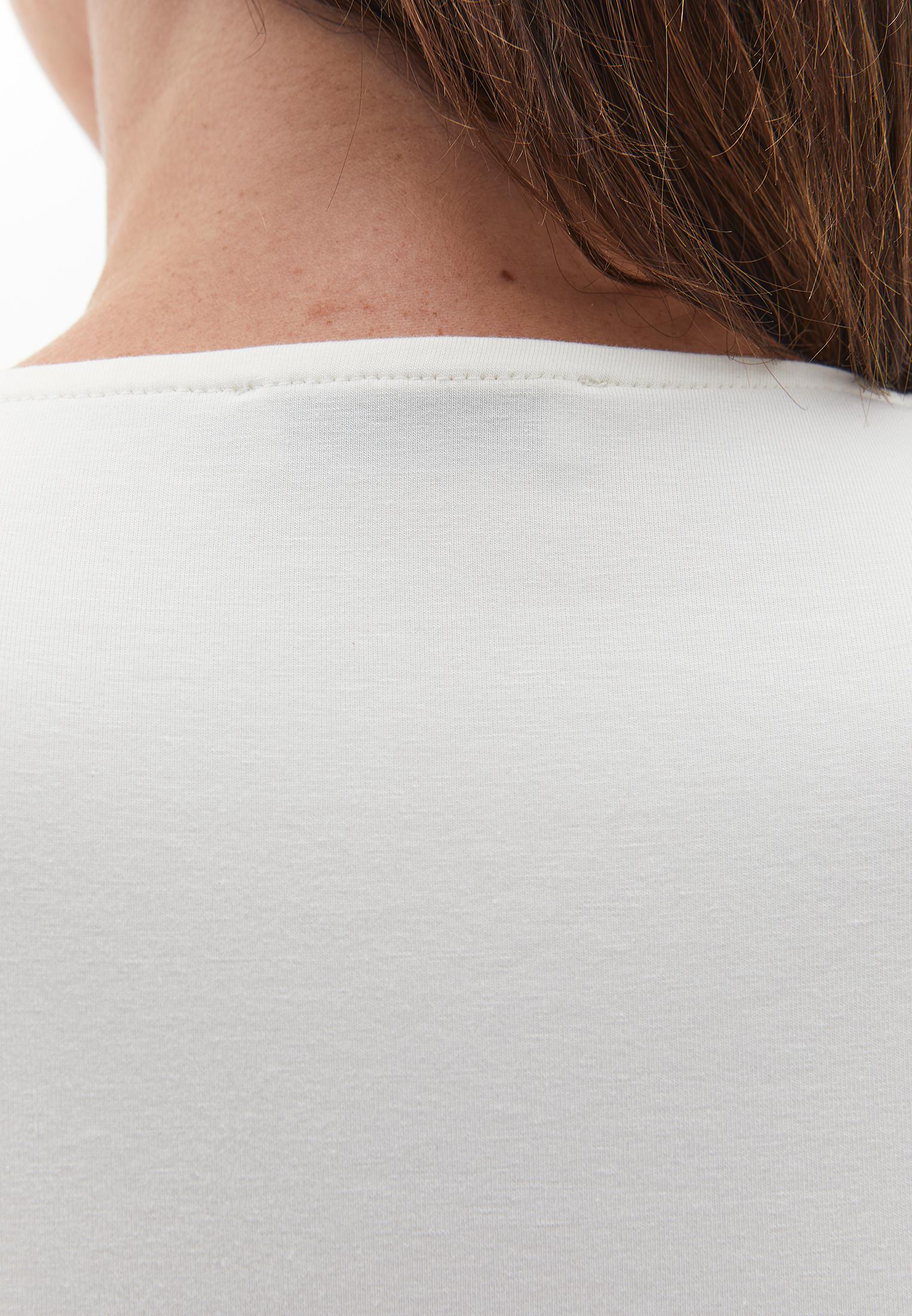 V Neck Long Sleeve Bodycon T-Shirt - ICE MILK