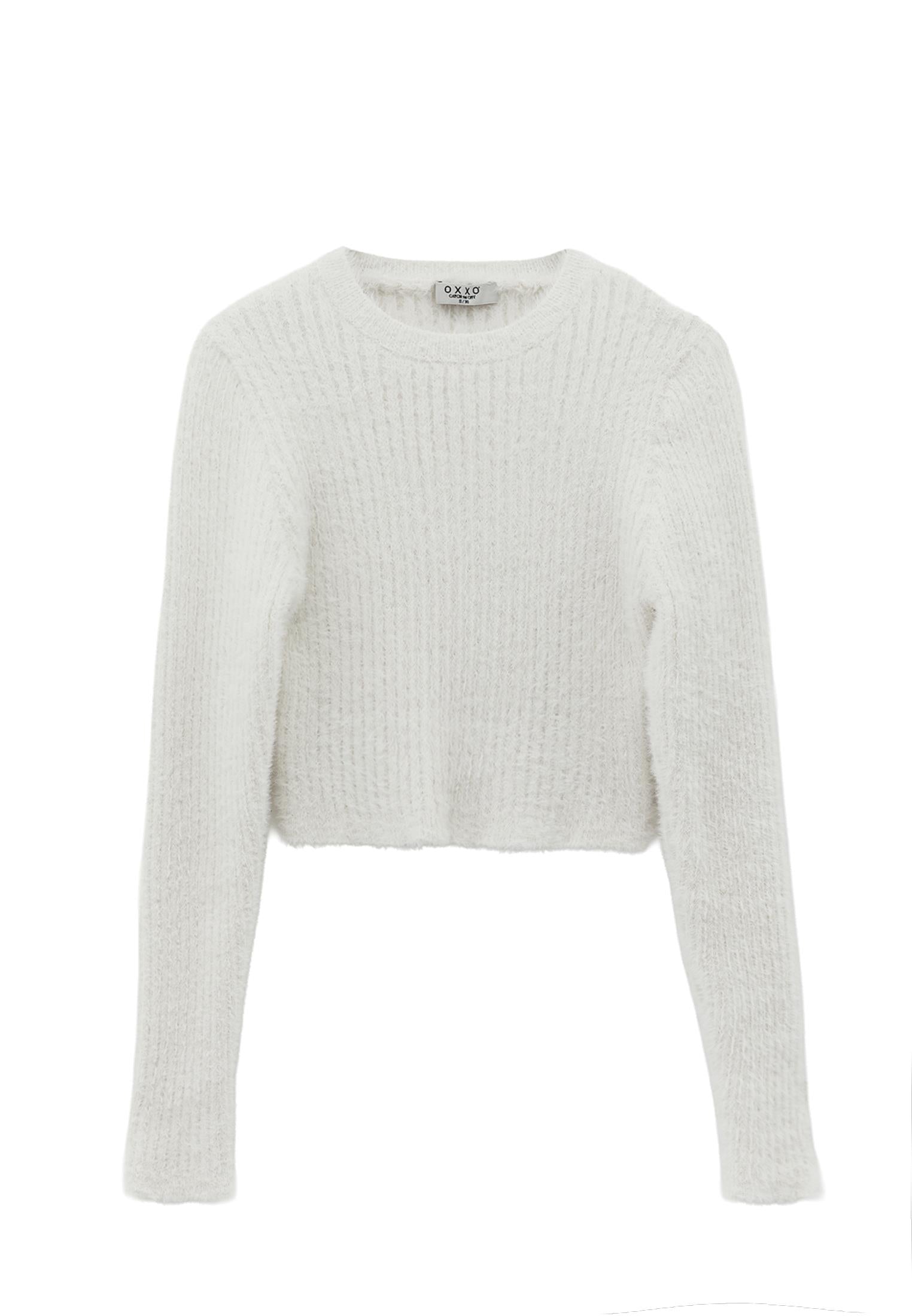 Crew Neck Long Sleeve Sweater - ICE MILK