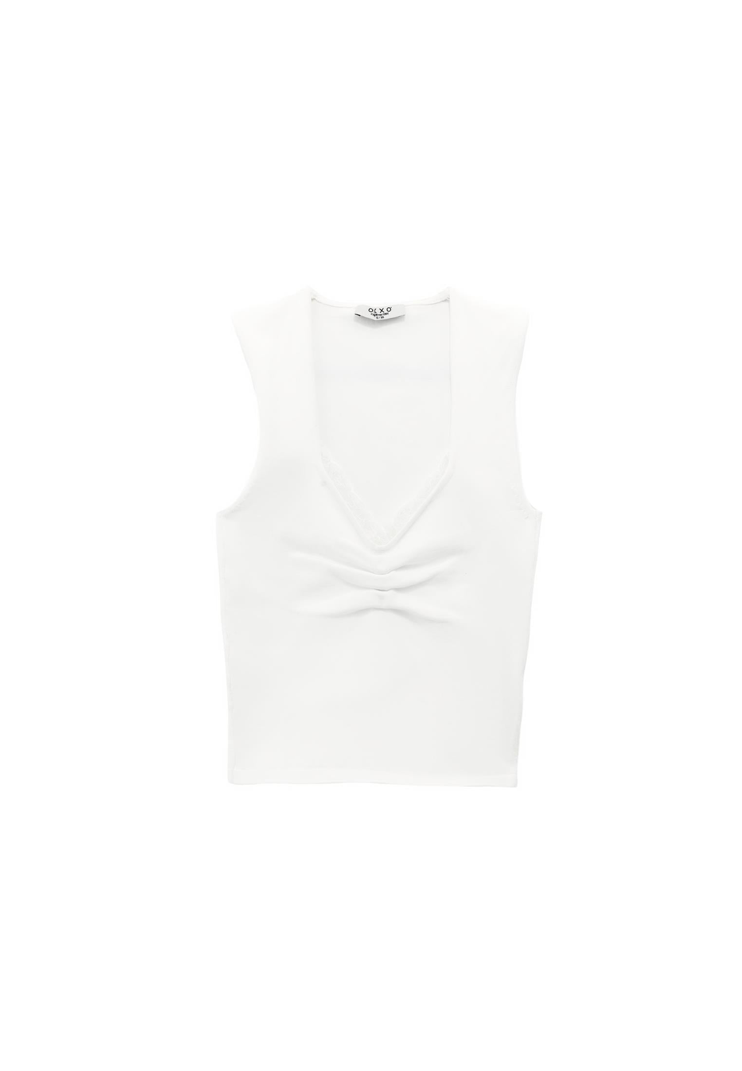 V Neck Sleeveless Bodycon Tank Top - ICE MILK