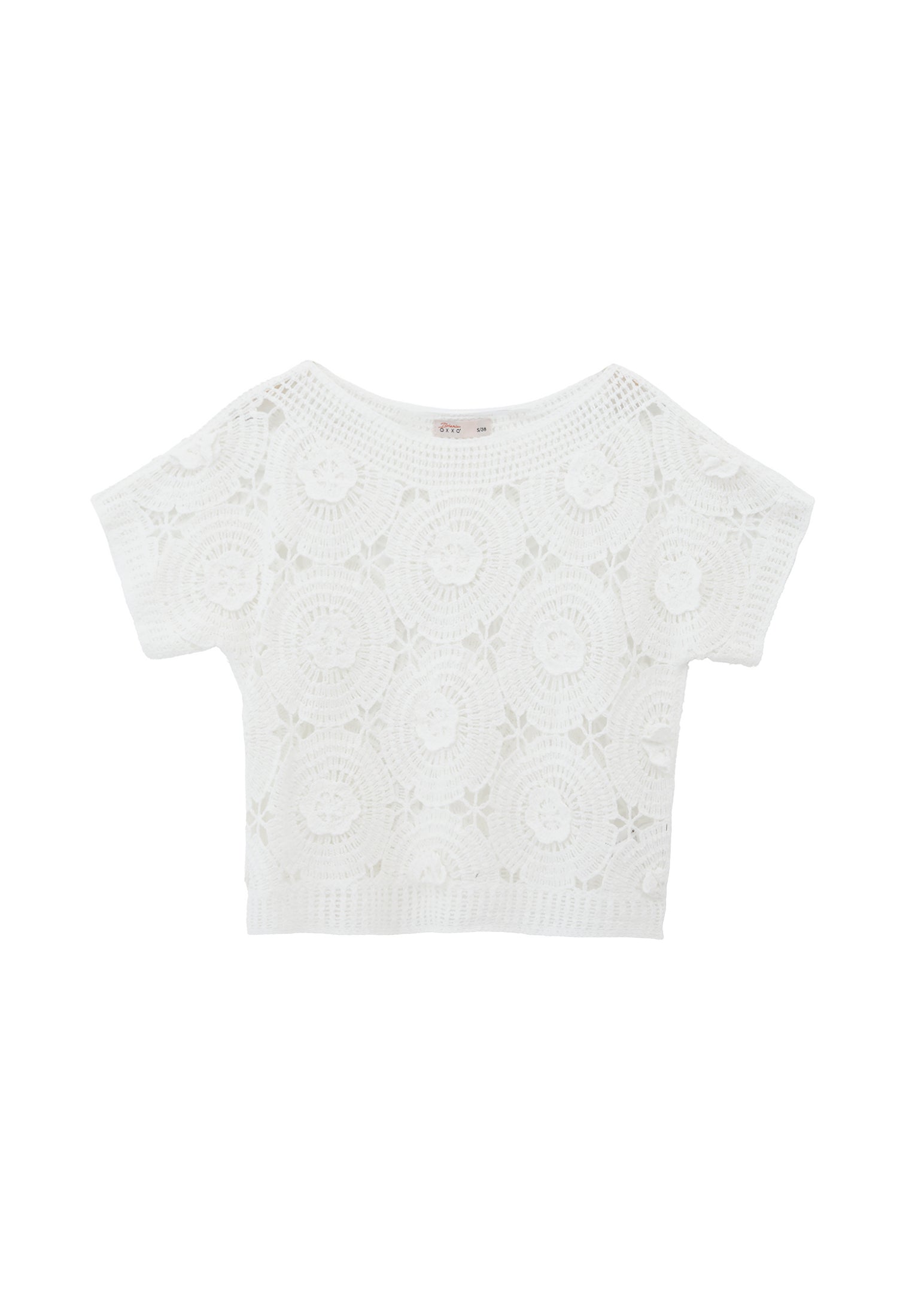 Ajour Cropped Blouse - ICE MILK