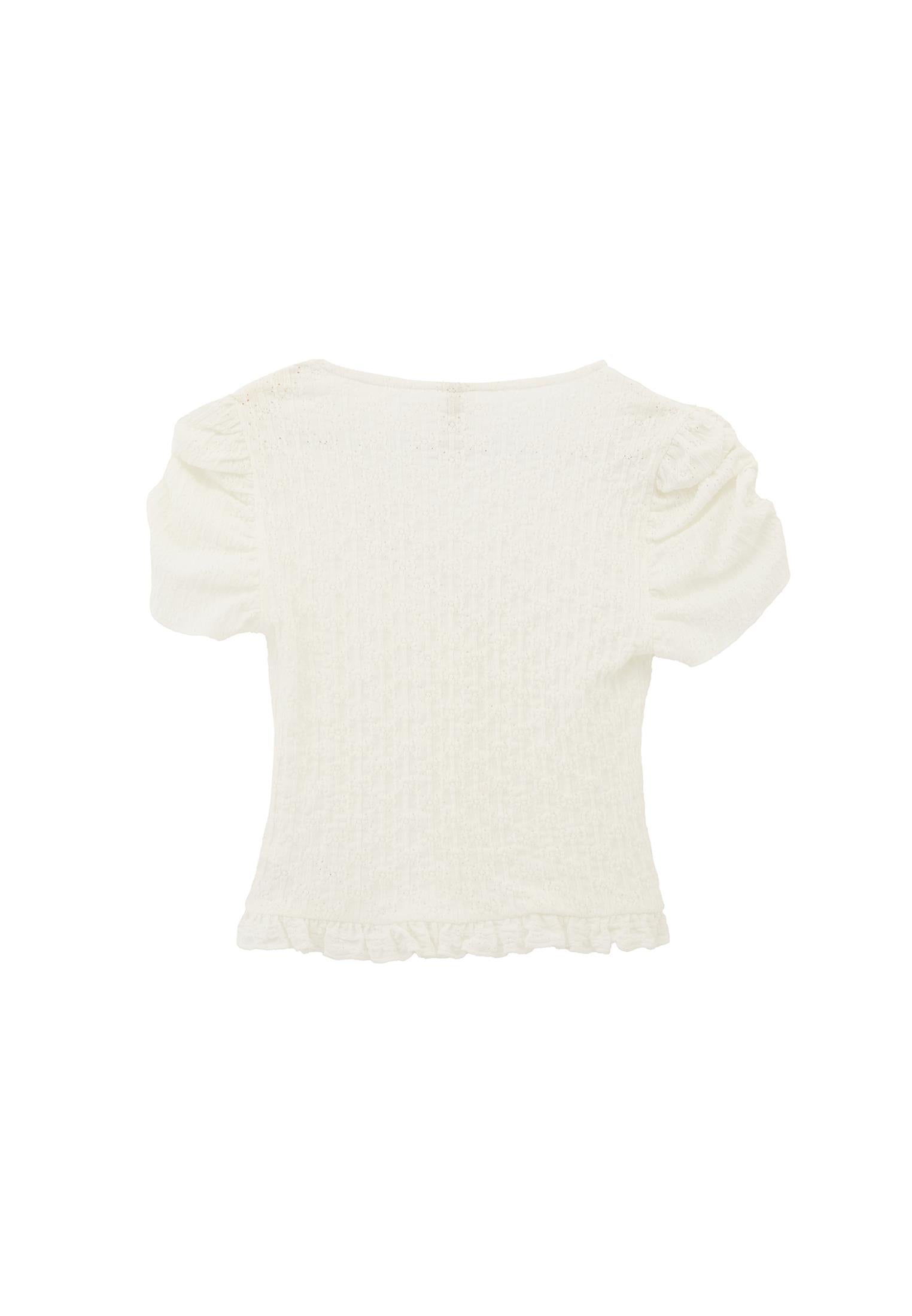 V Neck Short Sleeve Blouse - ICE MILK