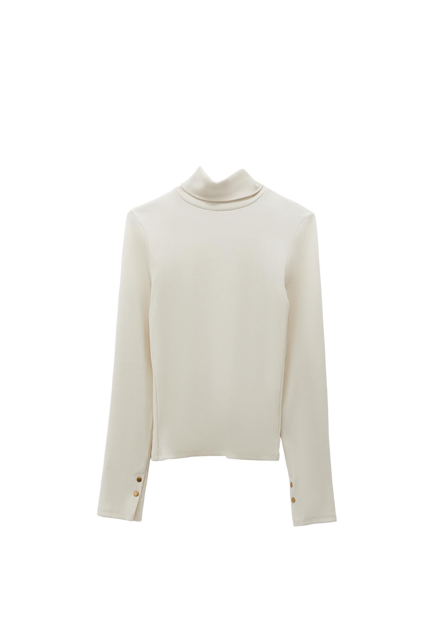 Turtleneck Long Sleeve Bodycon Top - ICE MILK