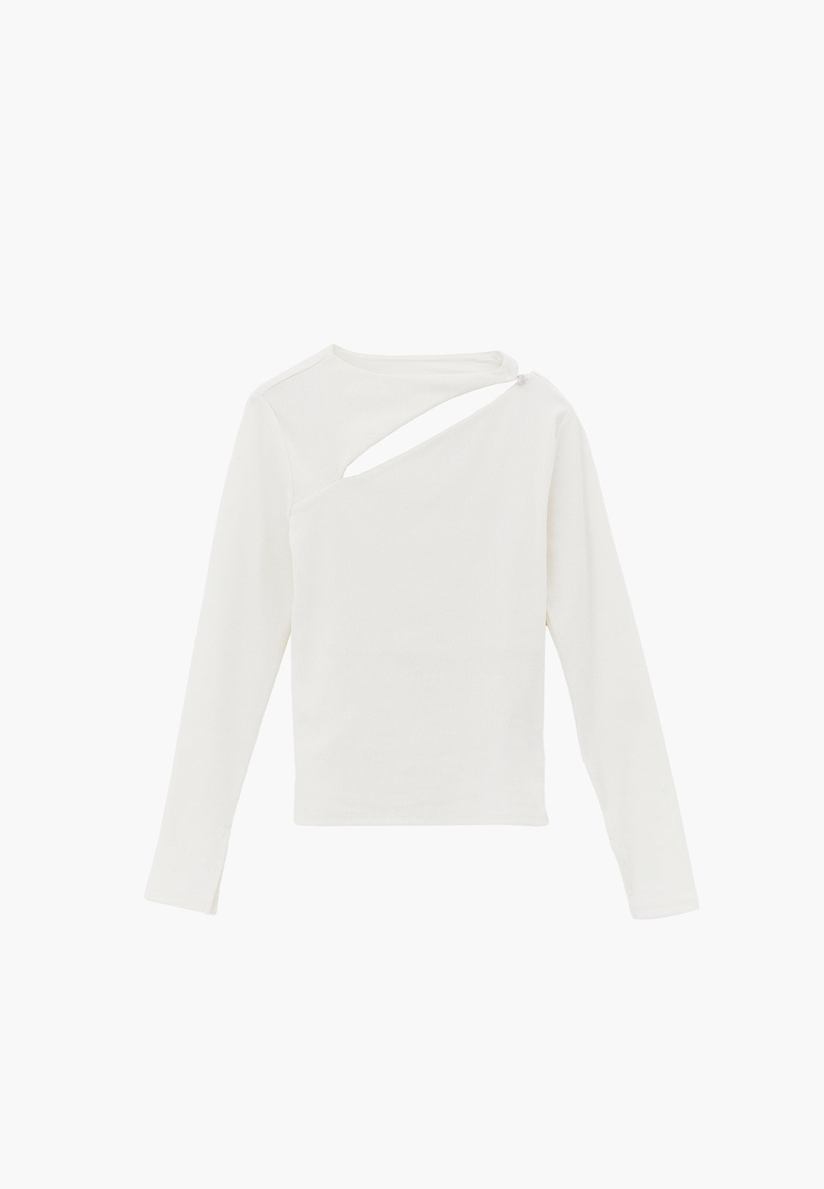 Asymmetric Cutout Long Sleeve Bodycon T-Shirt - ICE MILK