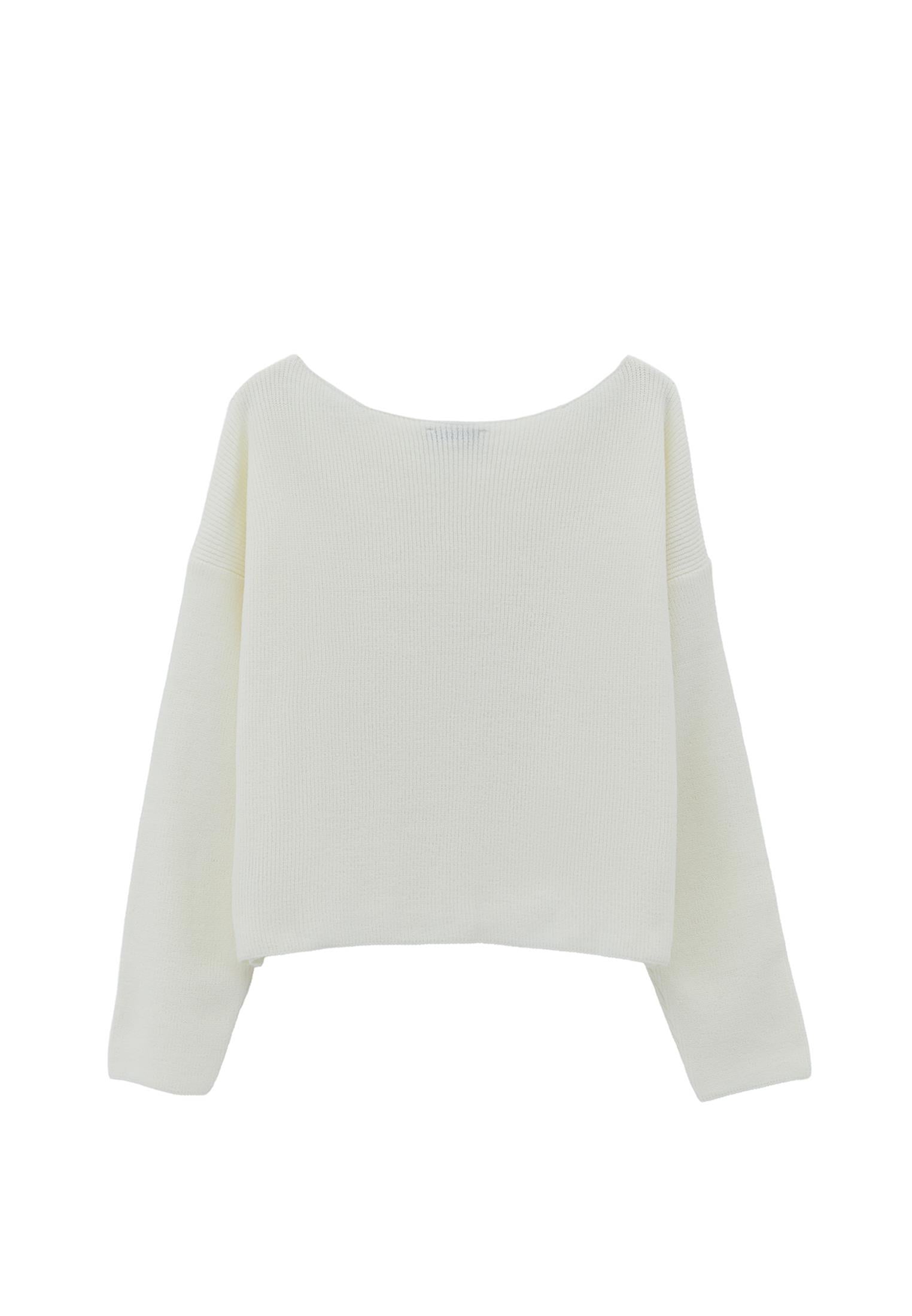 Boat Neck Polyamide Sweater - ICE MILK
