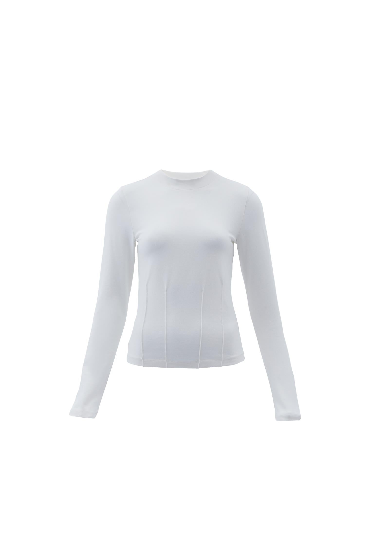 High Neck Long Sleeve T-Shirt - ICE MILK