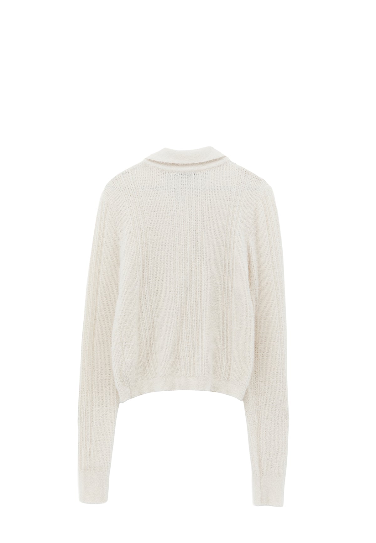 Polo Collar Knit Detail Sweater - ICE MILK