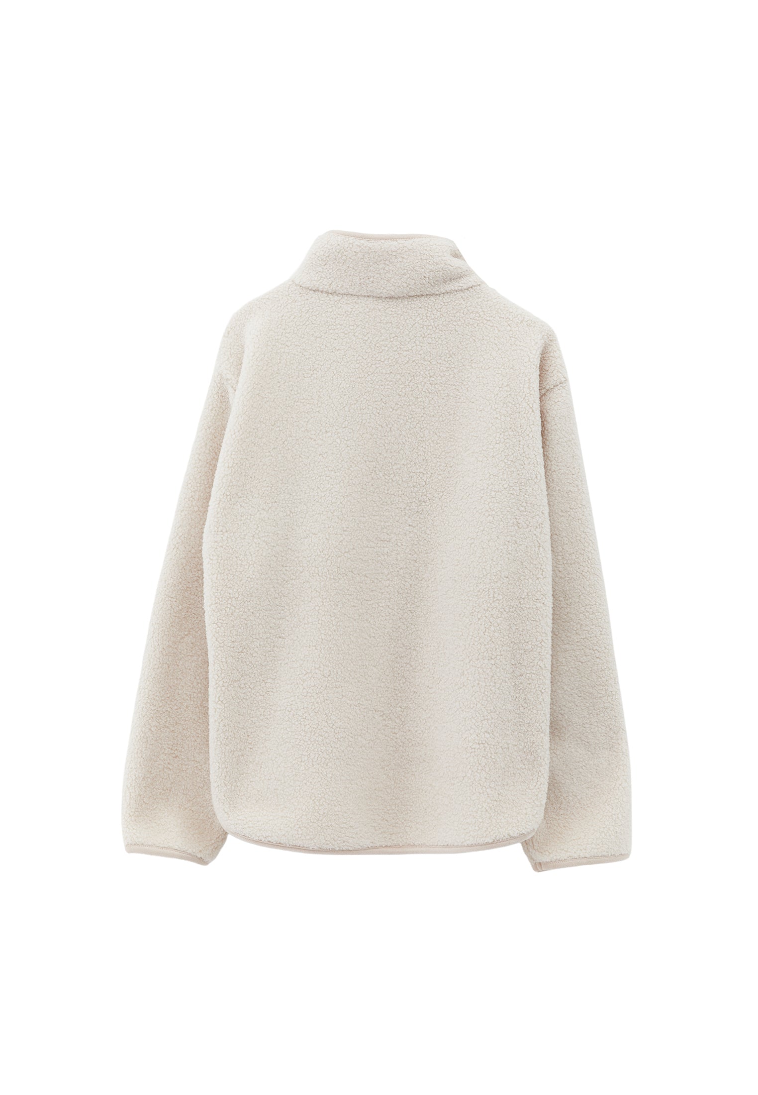 High Collar Zip Detailed Tunic Coat - ICE MILK