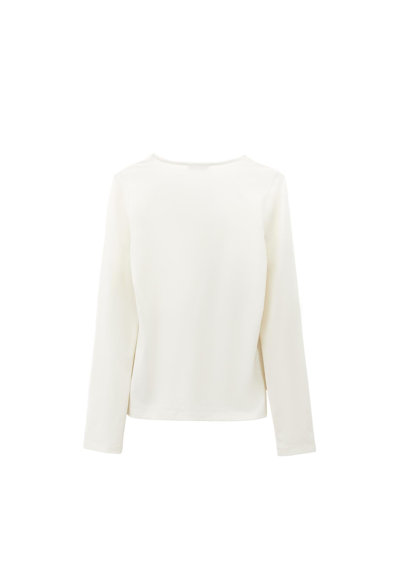 V Neck Long Sleeve T-Shirt - ICE MILK