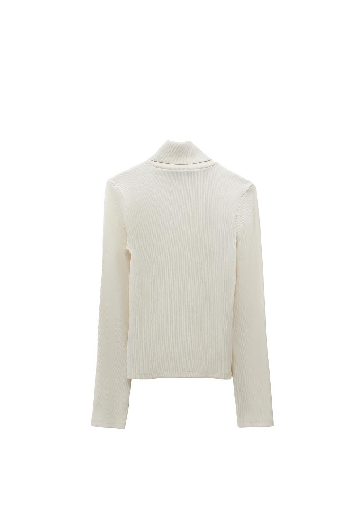Turtleneck Long Sleeve Bodycon Top - ICE MILK