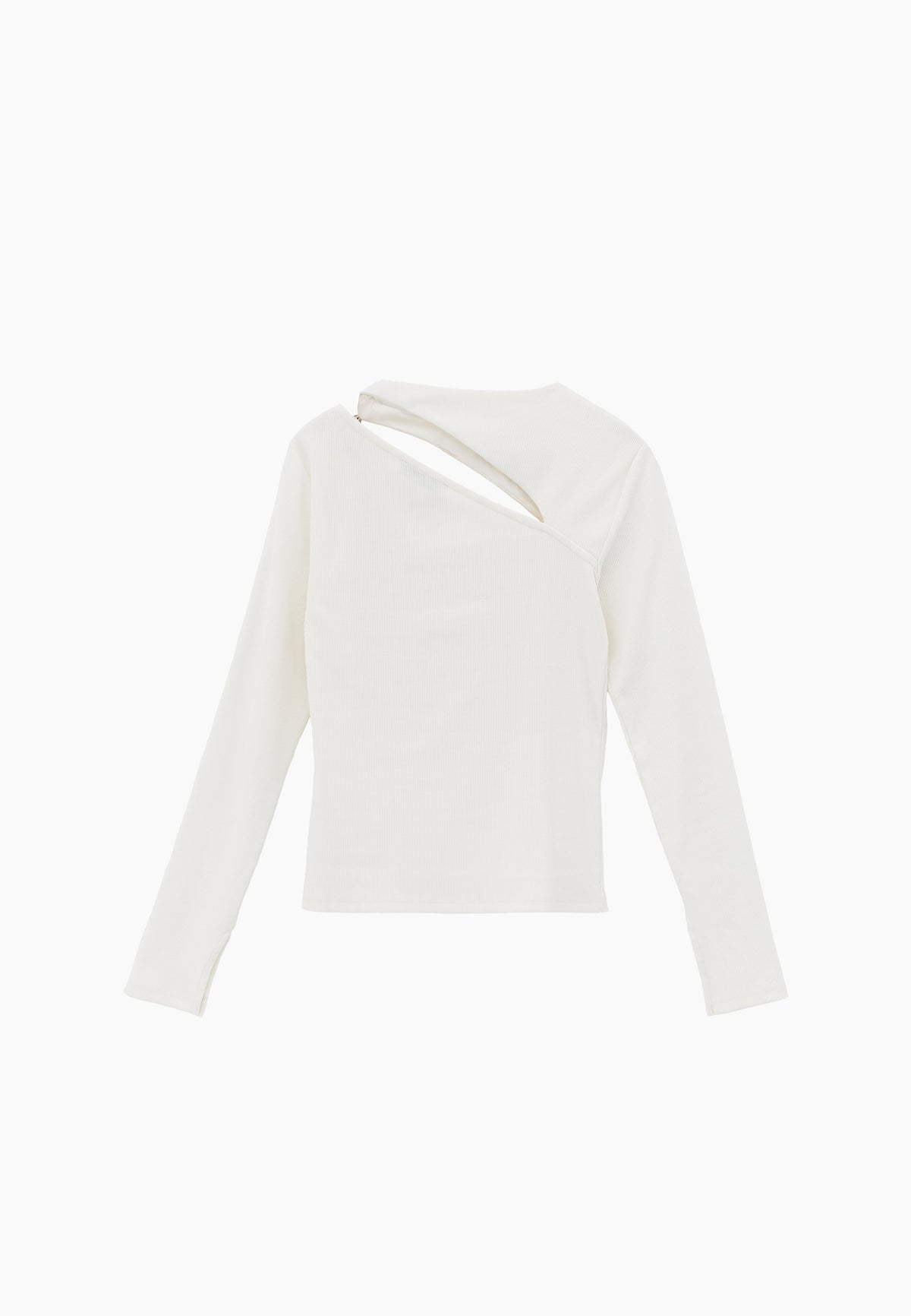 Asymmetric Cutout Long Sleeve Bodycon T-Shirt - ICE MILK
