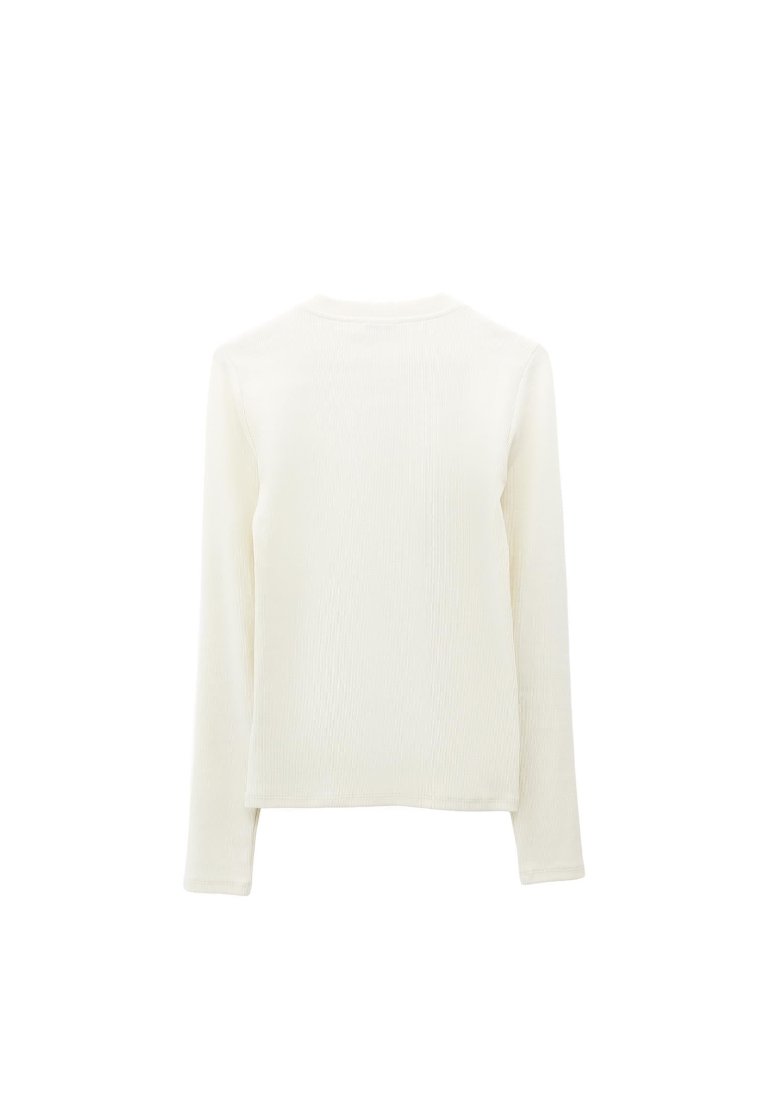 Long Sleeve Crew Neck Bodycon T-Shirt - ICE MILK