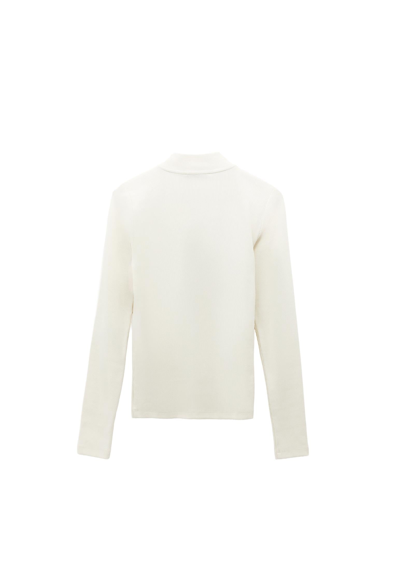 High Neck T-Shirt With Zipper Detail - ICE MILK